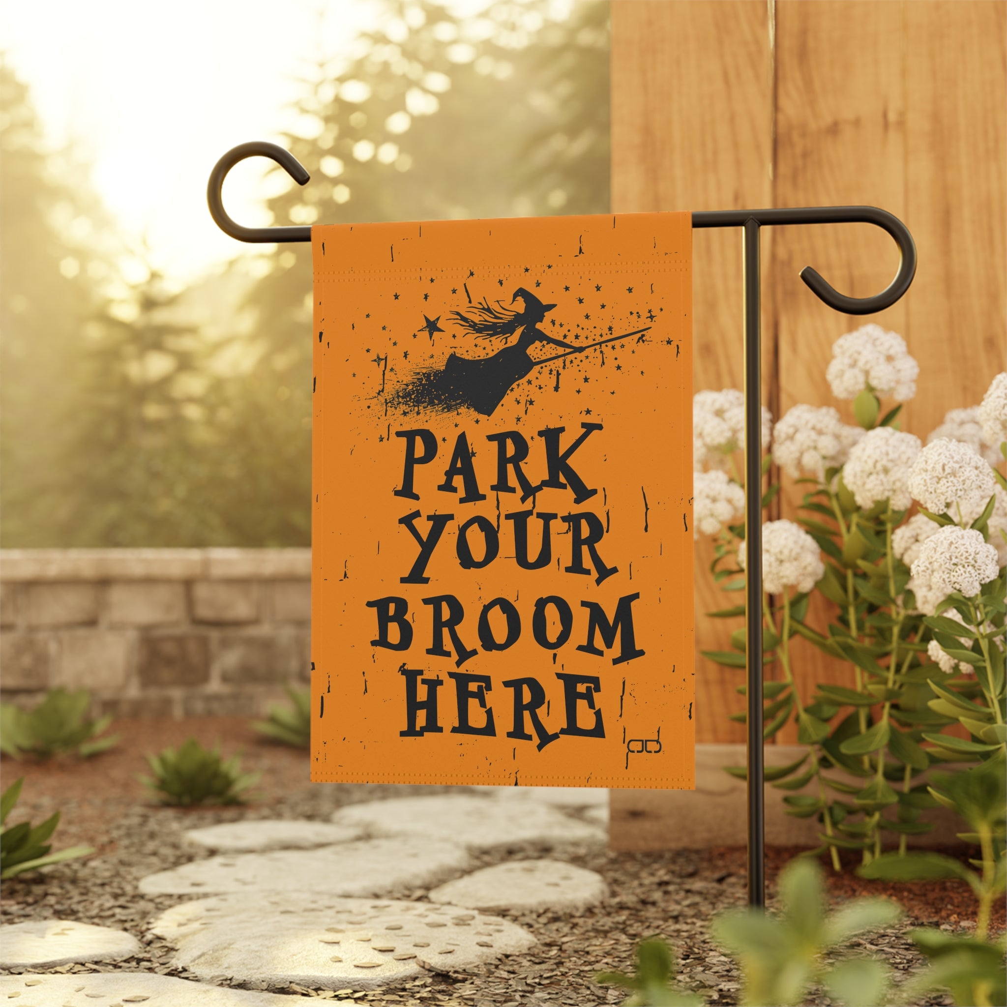 Broom Parking - Halloween Garden Banner, Decorative Outdoor Flag for Fall, Cute Witch Home Decor, Yard Sign for Halloween Party, Spooky Season Decorations
