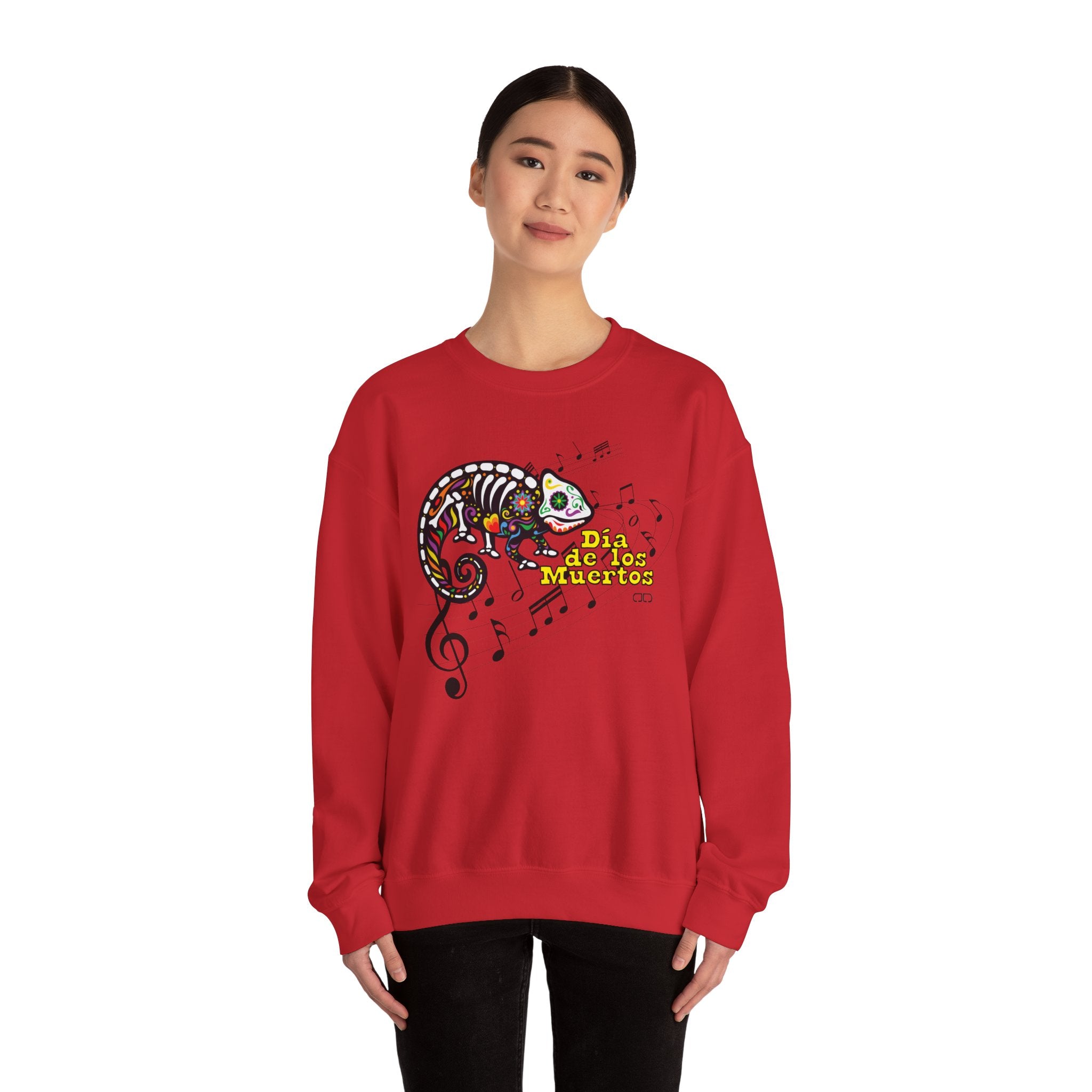 Day of the Dead Chameleon Crewneck Sweatshirt, Unisex Sweatshirt, Dia de los Muertos Gift, Halloween Apparel, Music Lover's Sweatshirt