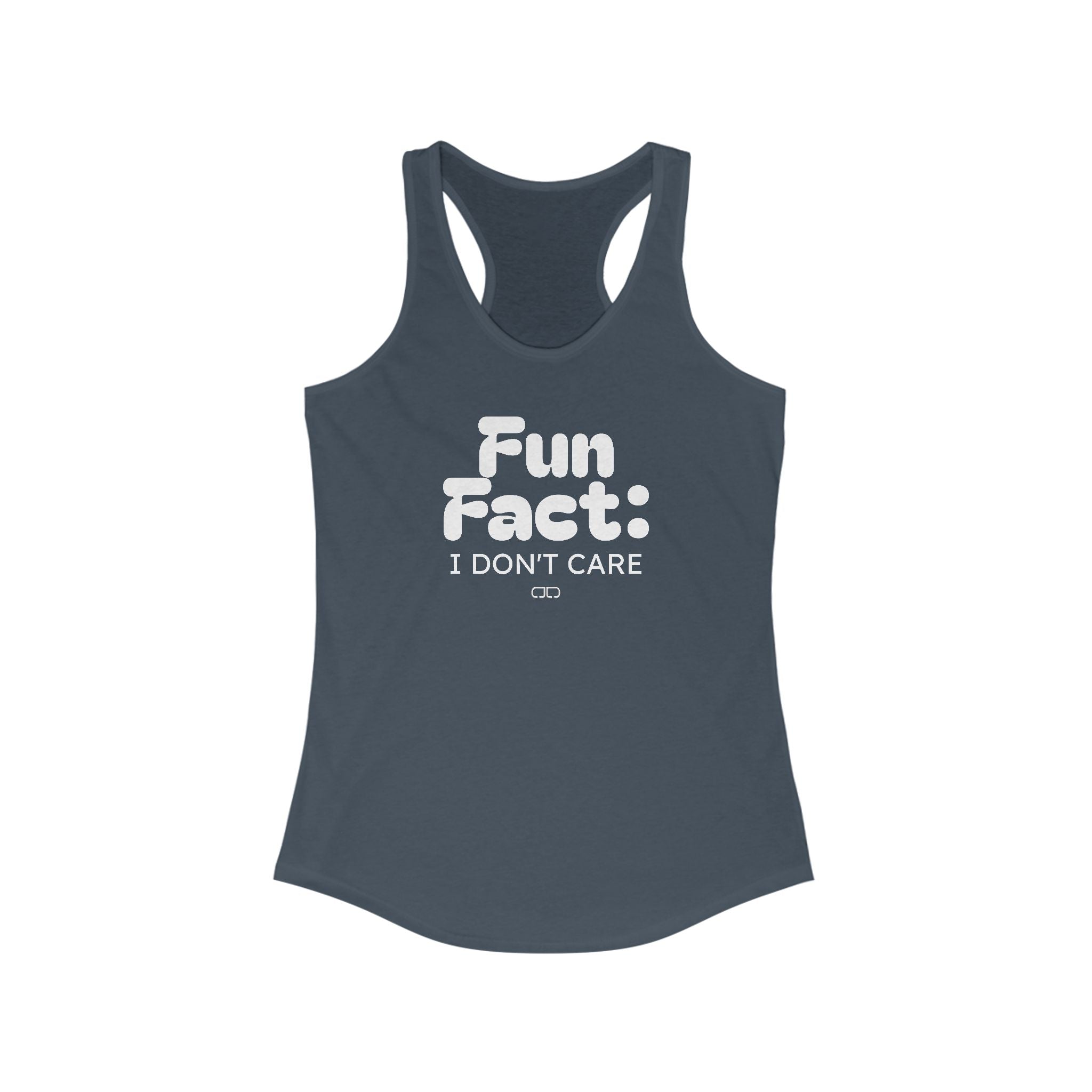 Fun Fact: I Don't Care Playful Women's Racerback Tank - Casual Wear, Gift for Her, Summer Essentials, Workout Top, Weekend Vibes