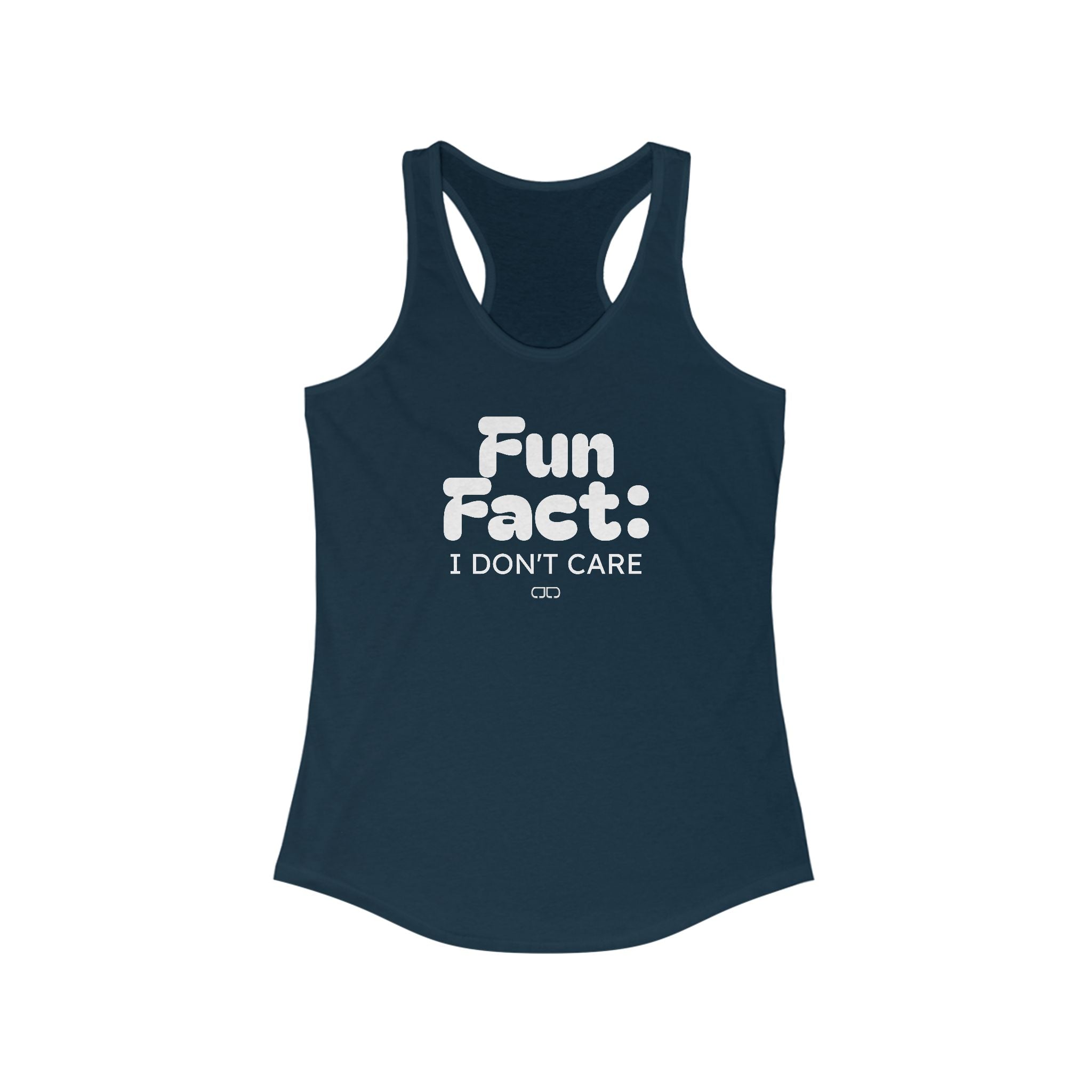 Fun Fact: I Don't Care Playful Women's Racerback Tank - Casual Wear, Gift for Her, Summer Essentials, Workout Top, Weekend Vibes