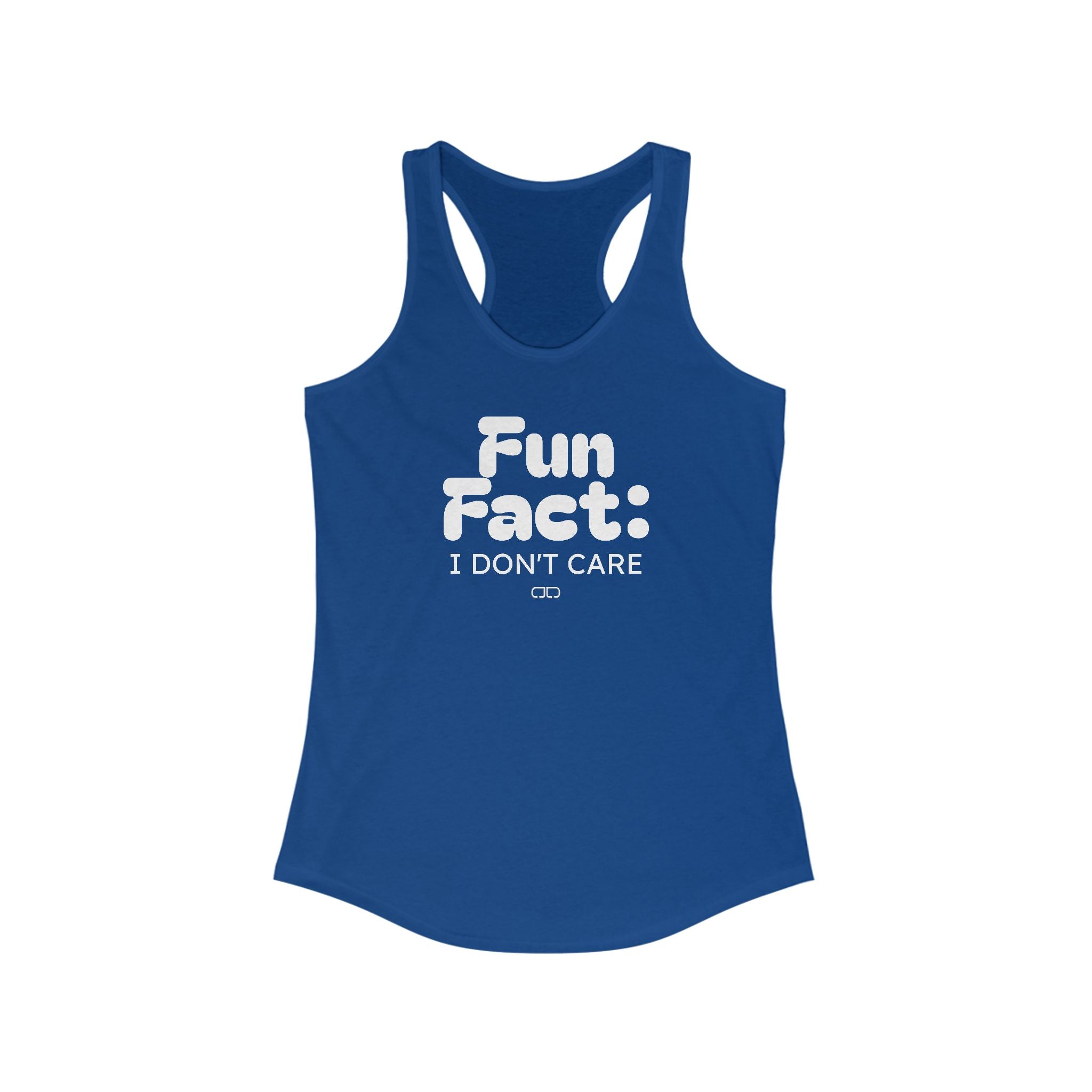 Fun Fact: I Don't Care Playful Women's Racerback Tank - Casual Wear, Gift for Her, Summer Essentials, Workout Top, Weekend Vibes
