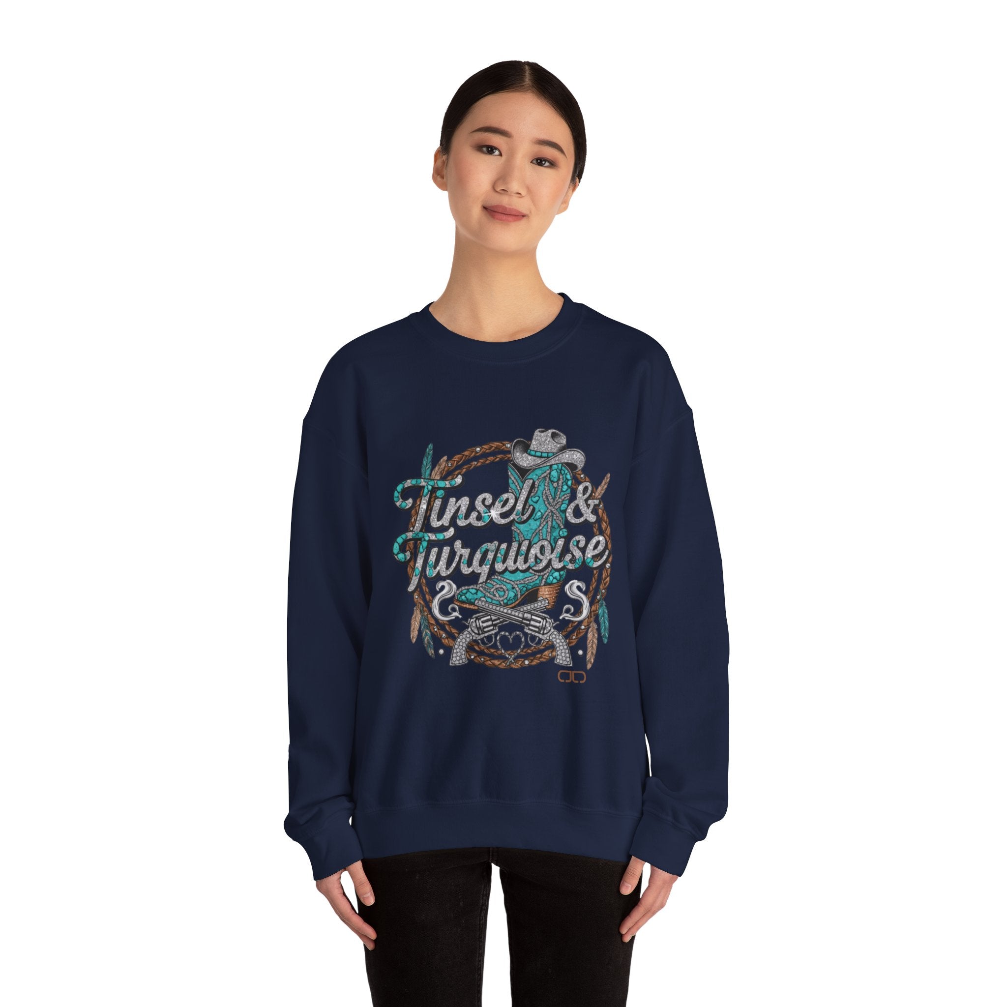 Tinsel & Turquoise Sweatshirt — Western Christmas Crewneck