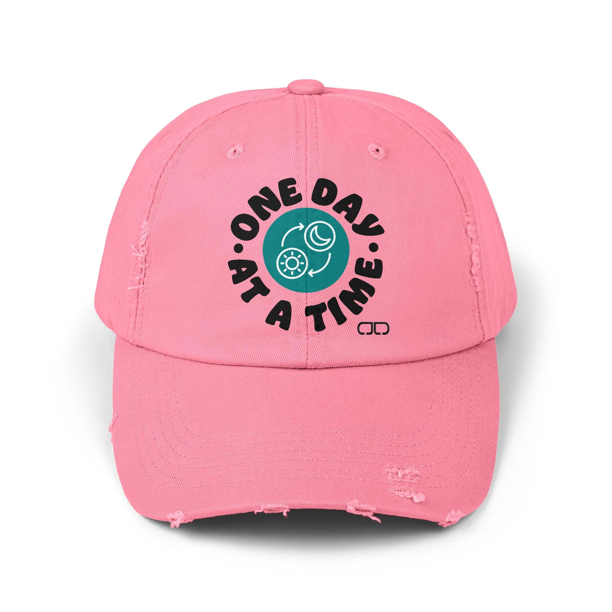 One Day at a Time Distressed Cap | Casual Style, Relaxed Fit, Gift for Him/Her, Summer Accessory, Motivational Wear
