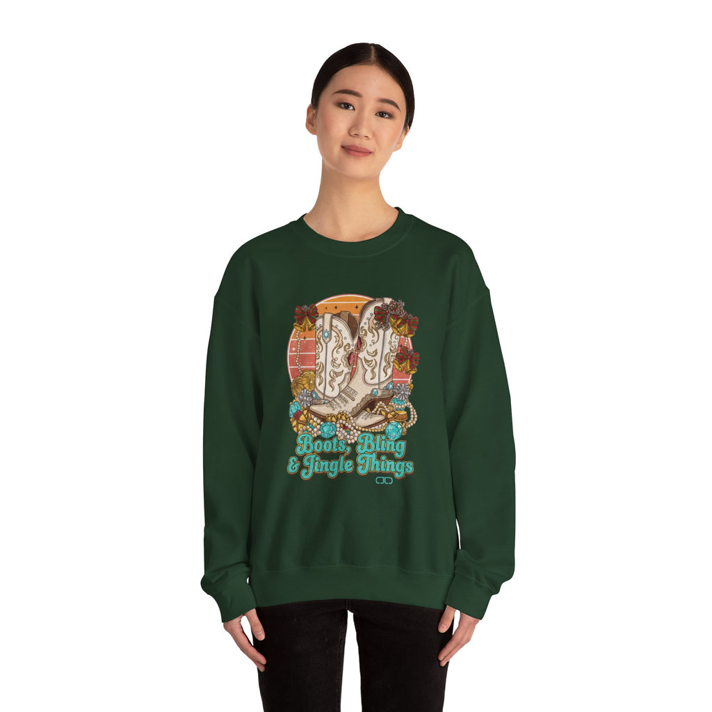 "Boots, Bling & Jingle Things" Western Holiday Pullover