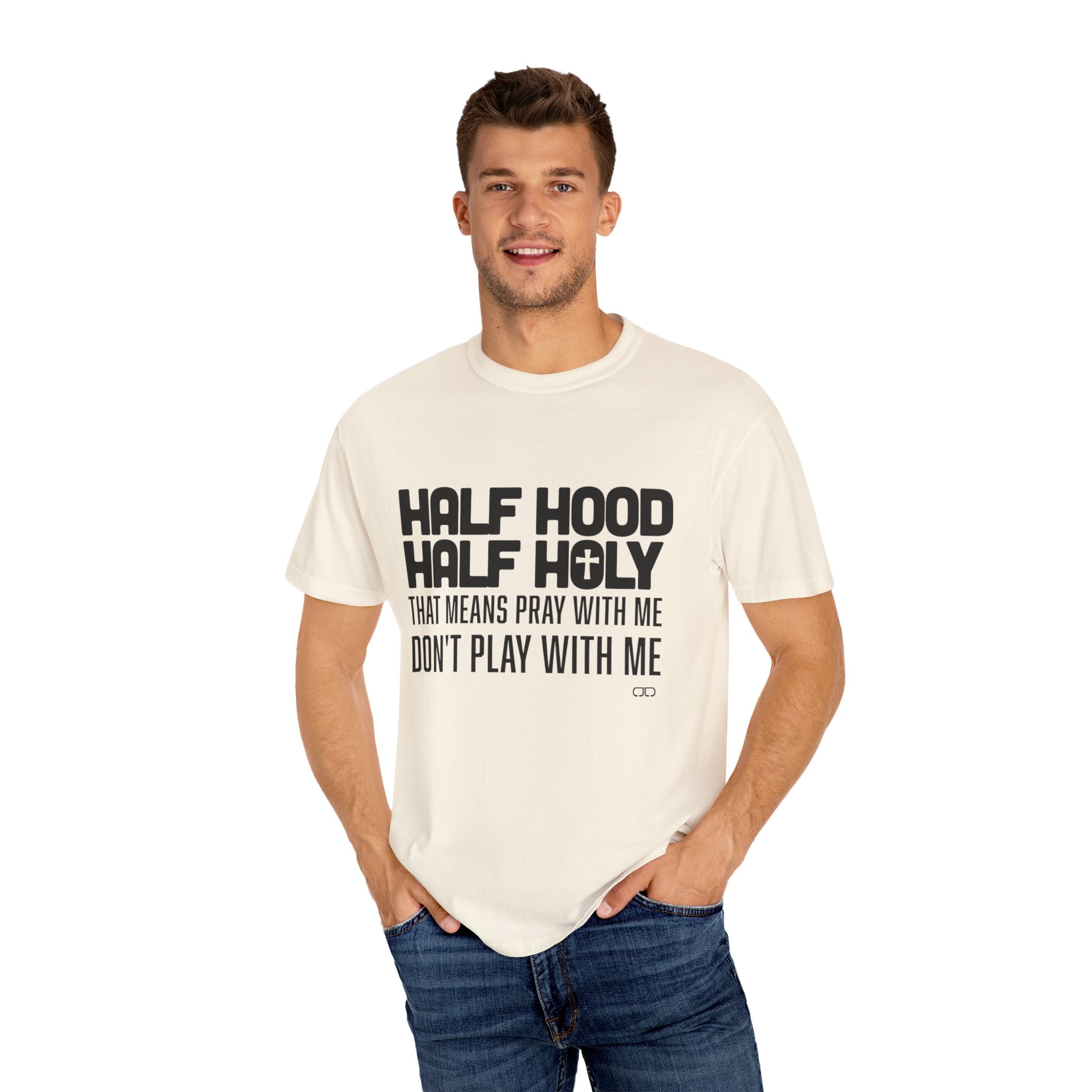 Half Hood Half Holy T-shirt, Unisex Graphic Tee, Faith-Inspired Fashion, Spiritual Gift, Casual Everyday Wear, Christian Apparel