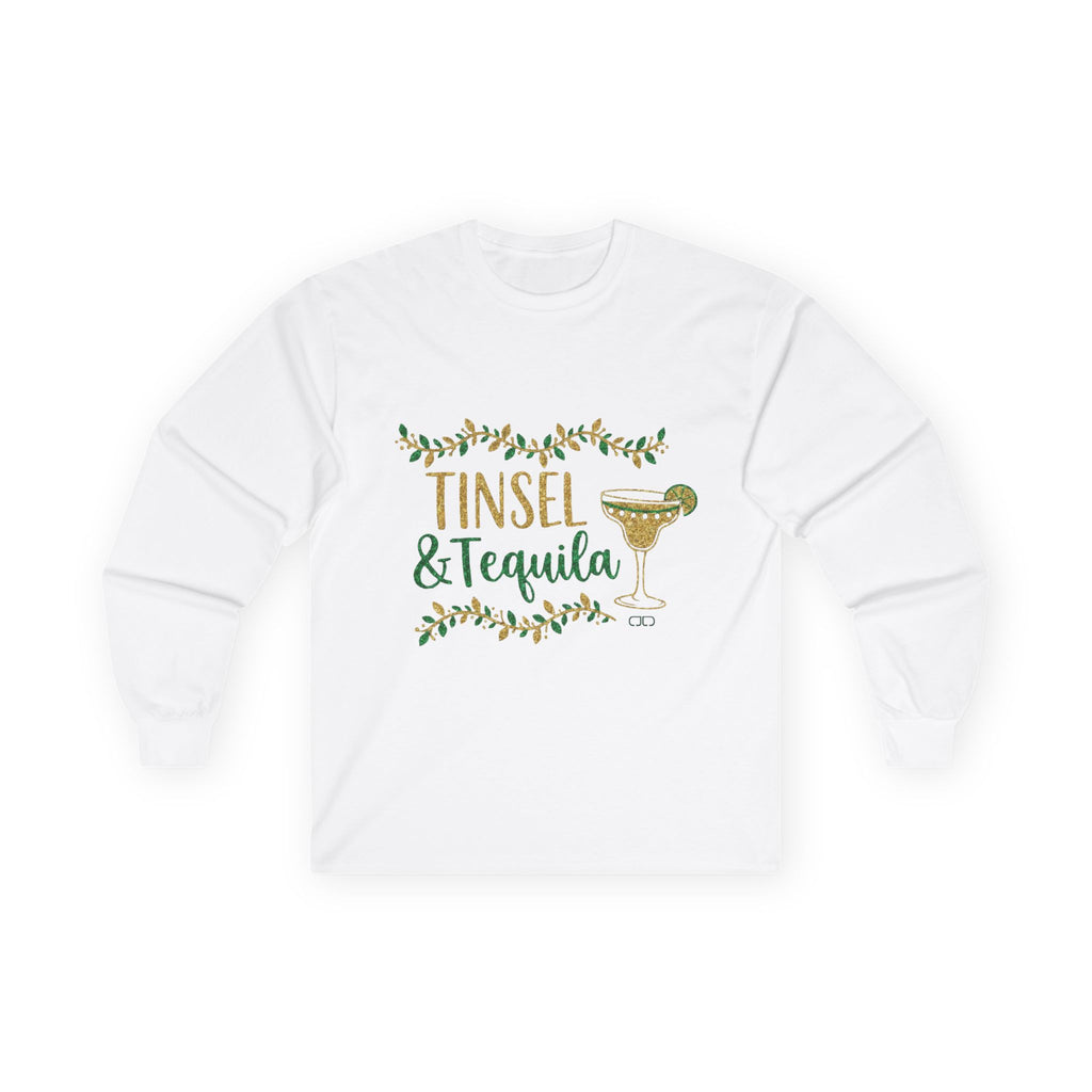 Tinsel & Tequila Long Sleeve Tee — Holiday Margarita Shirt
