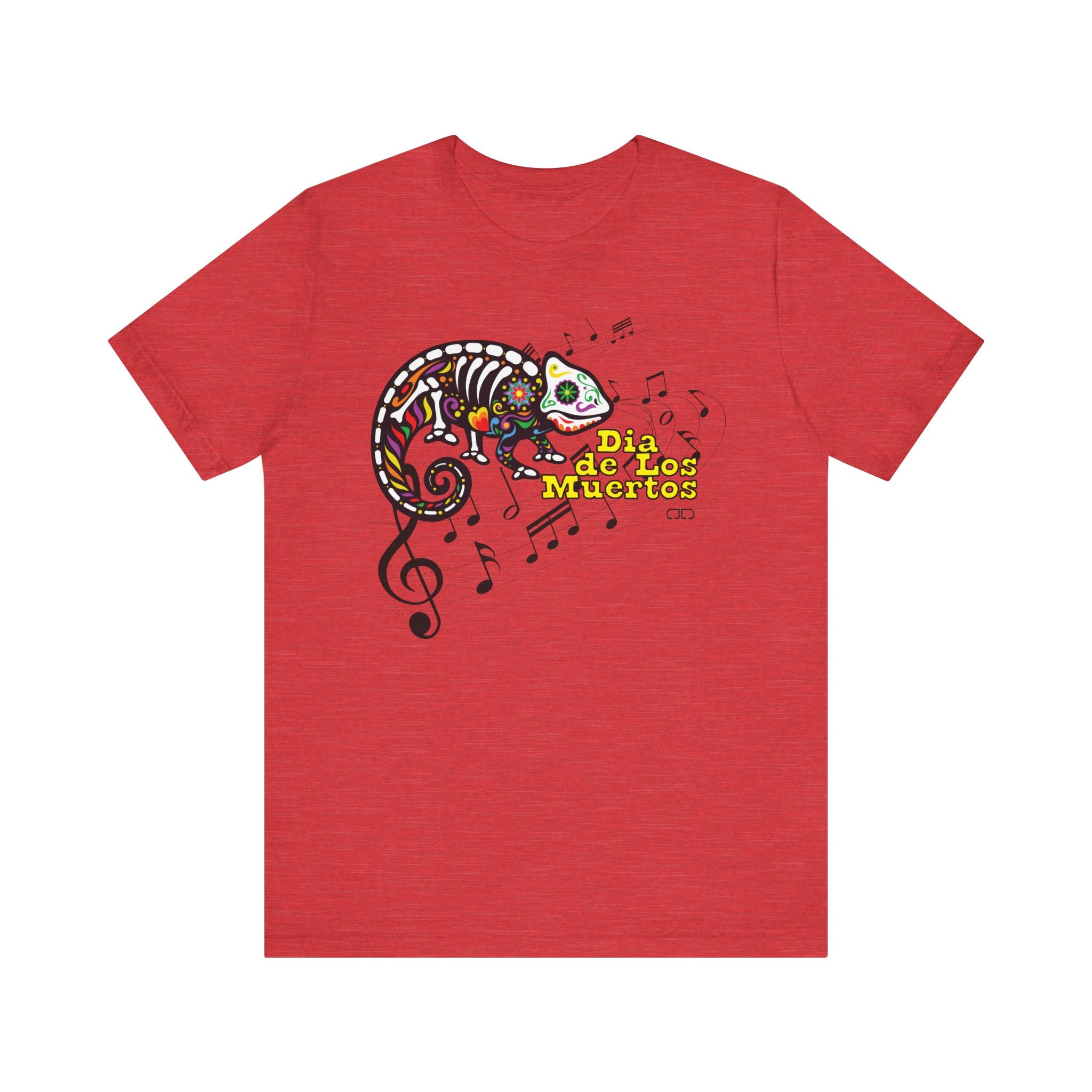 Dia de los Muertos Chameleon Tee, Unisex Jersey Short Sleeve T-Shirt, Colorful Skeleton Shirt, Halloween Outfit, Day of the Dead Gift