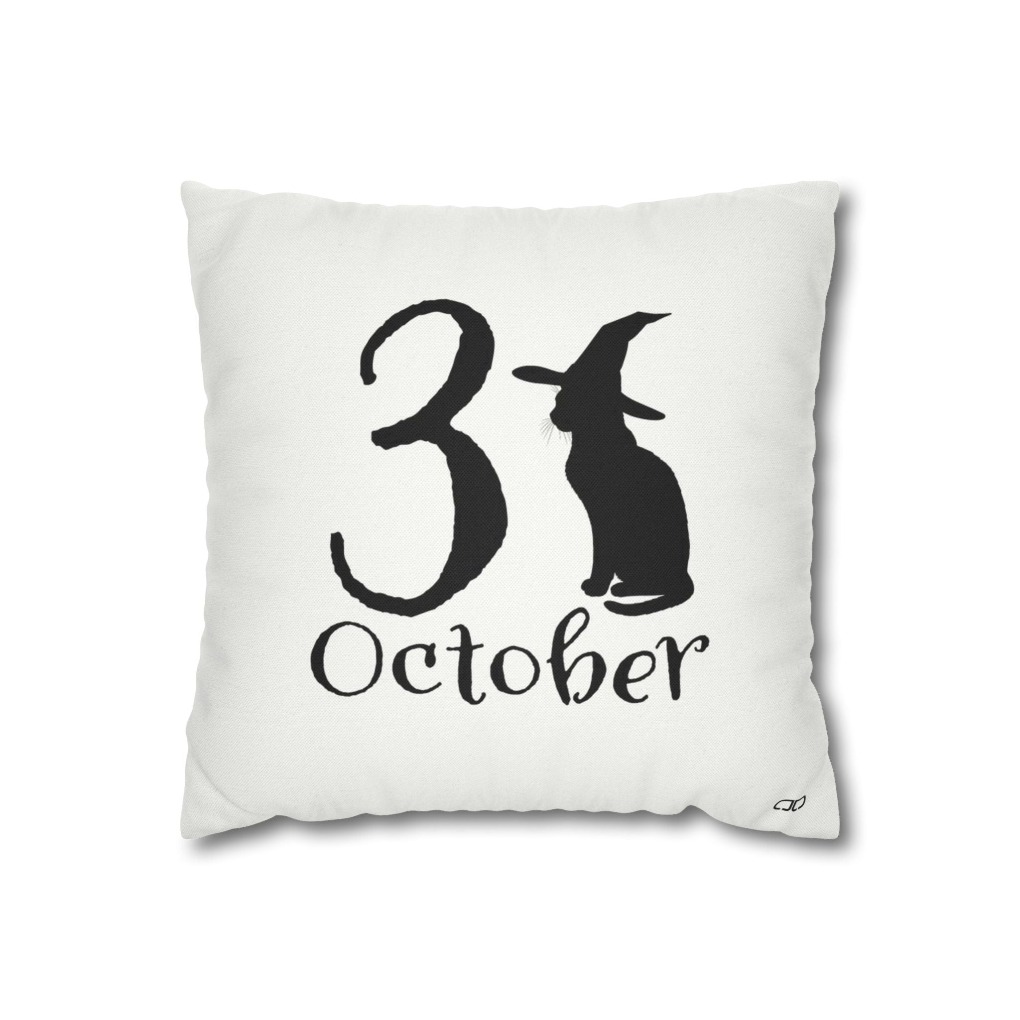 Spooky October Pillowcase, Halloween Decor, Cozy Home Accessory, Gift for Fall, Witch-Themed Cushion Cover