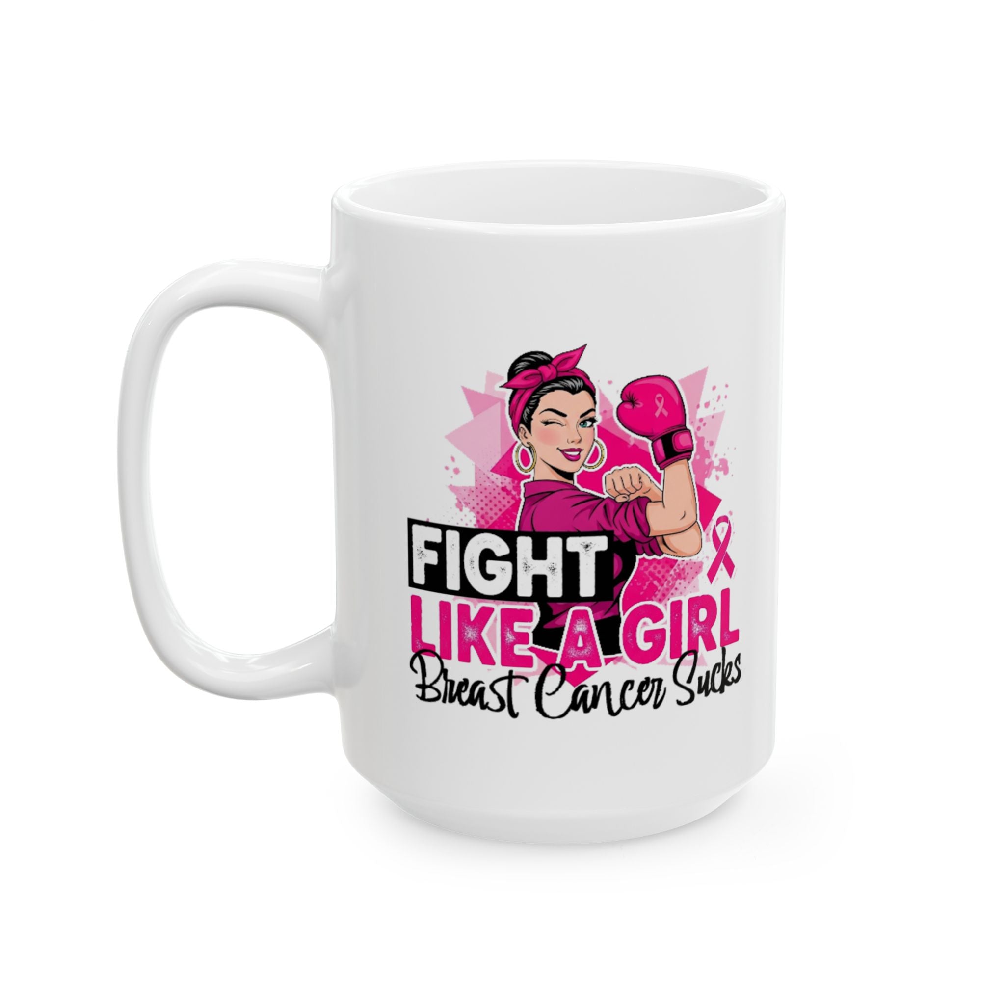 Empowerment Ceramic Mug, Inspirational Gift for Her, Breast Cancer Awareness, Motivational Quote Coffee Cup, Celebrate Strength and Courage