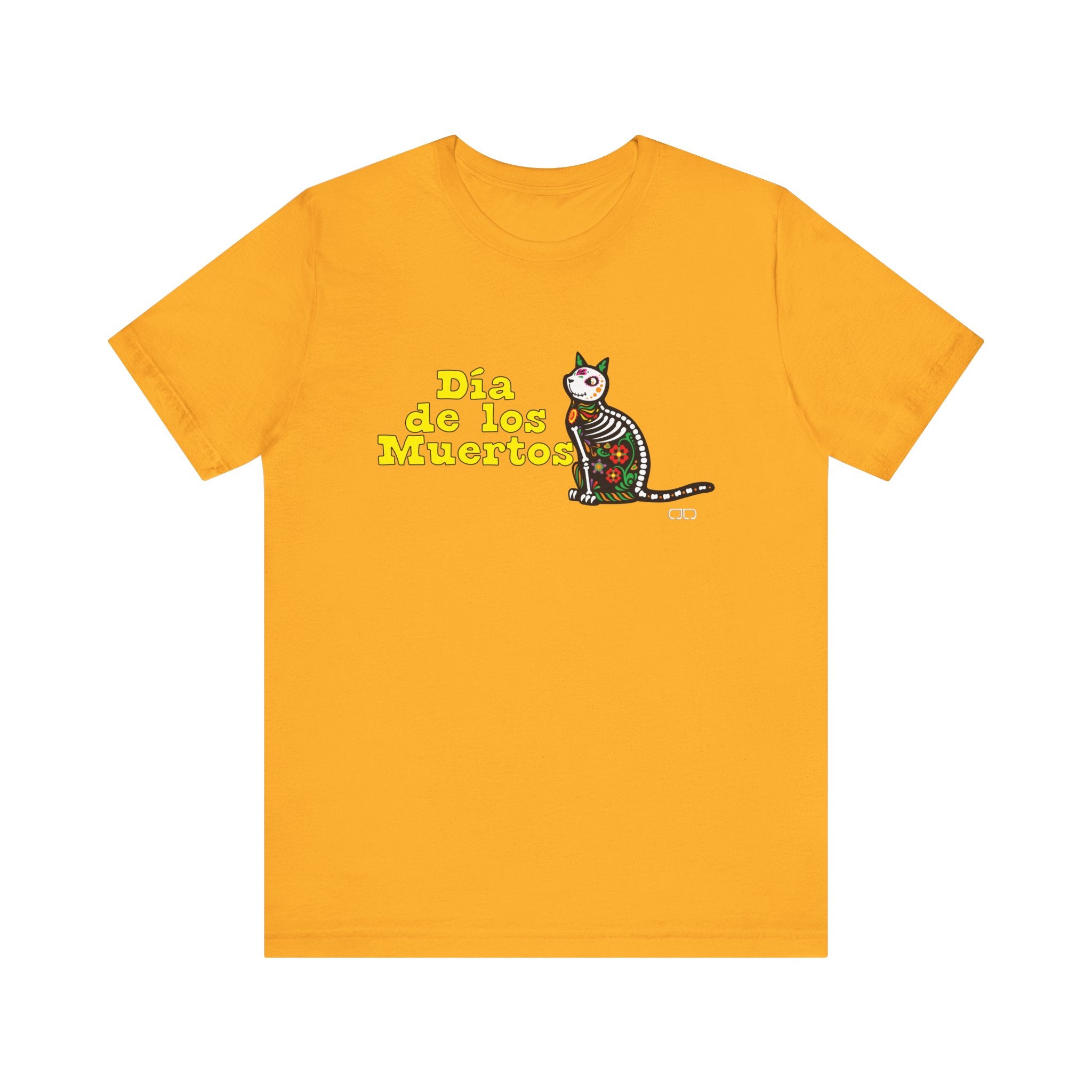 Dia de los Muertos Cat Tee, Unisex Jersey Short Sleeve T-Shirt for Celebrations, Halloween, Day of the Dead, Festive Vibe, Cat Lovers