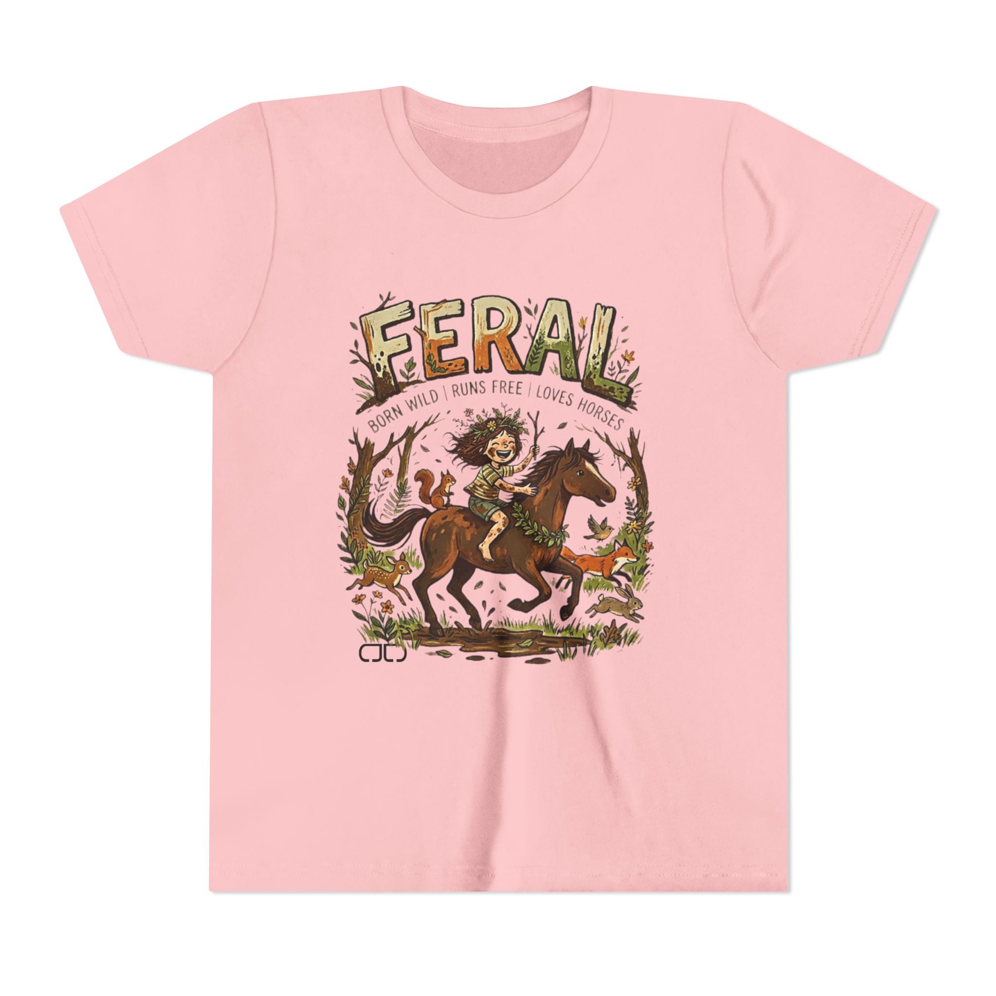 "FERAL" Horse Rider Graphic Kids T‑Shirt