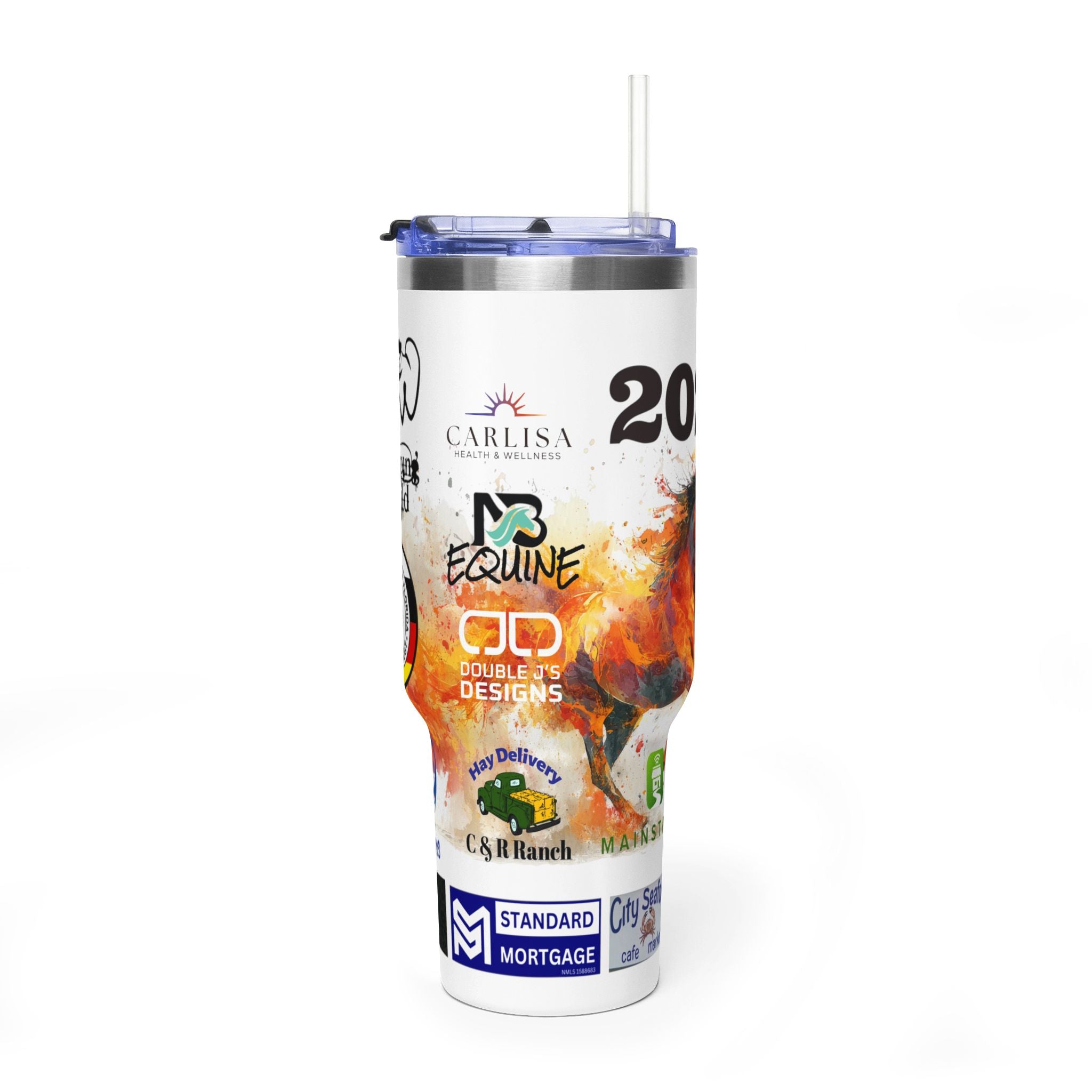 Whipping Wild - 40oz Vacuum Tumbler — Custom Logo Collage Travel Mug (Insulated)