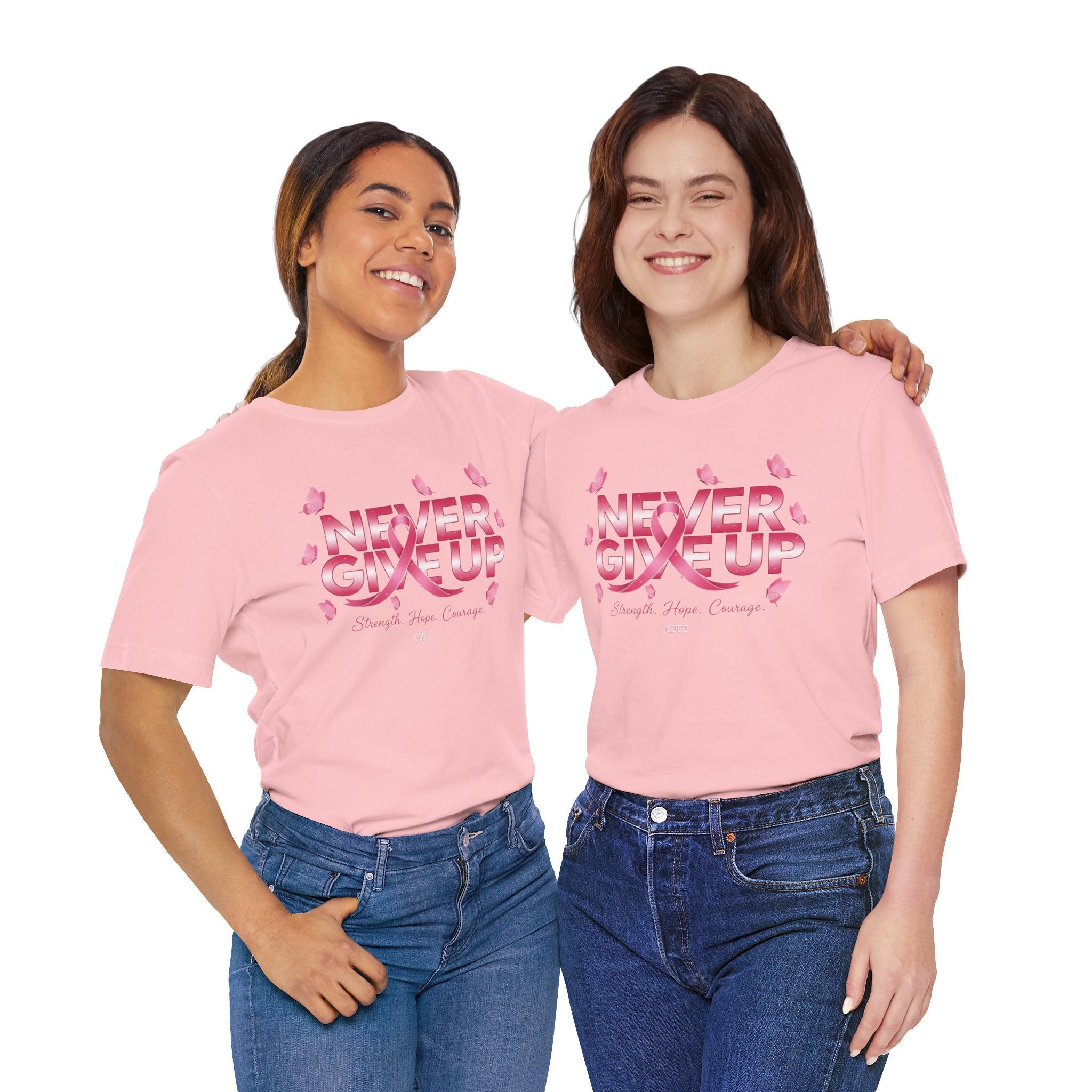 Never Give Up Inspirational Cancer Awareness Tee, Unisex Jersey Tee,  Gift for Survivors, Support Community T-Shirt