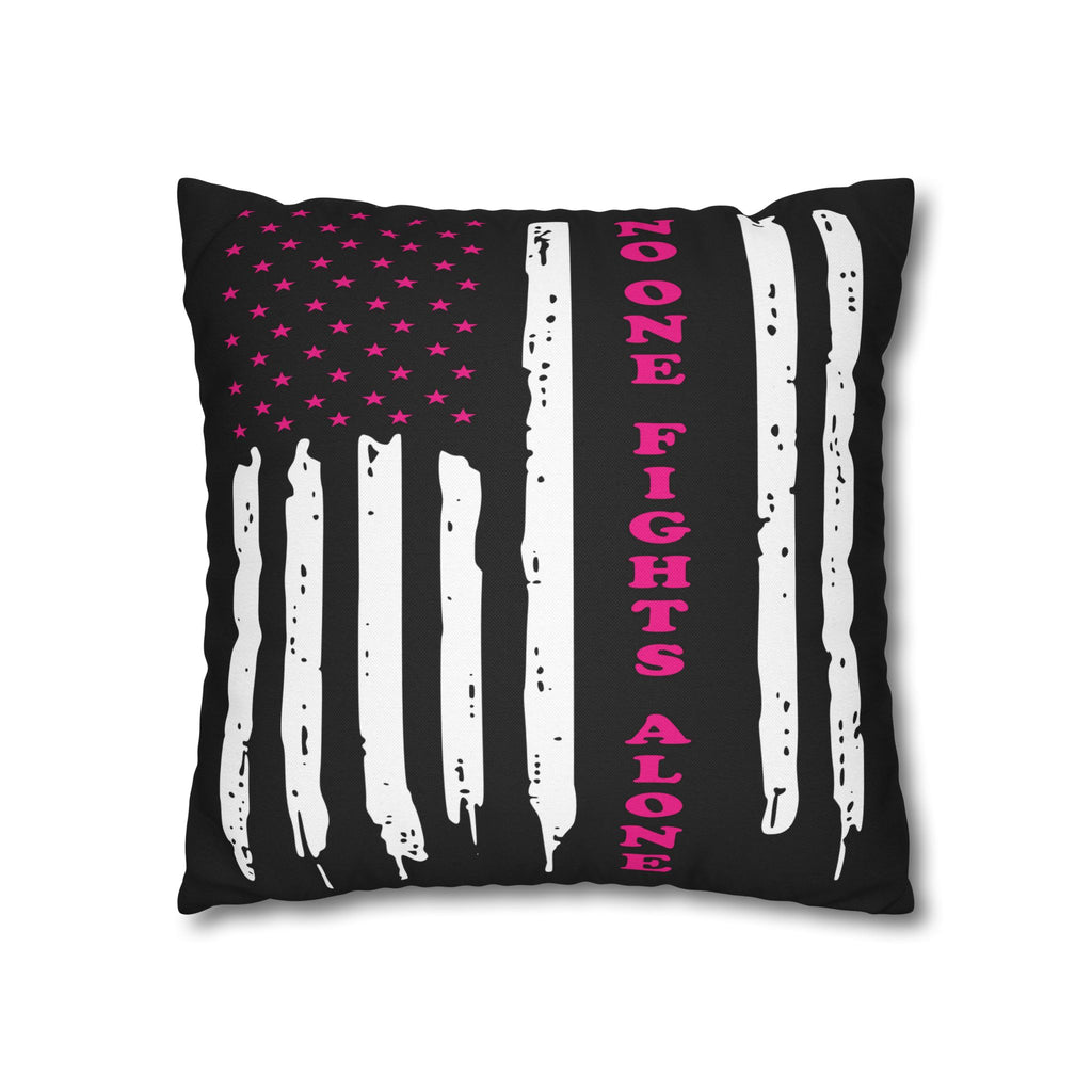 Breast Cancer Awareness Patriotic Flag Pillowcase - Home Decor, Gift for Veterans, USA Pride, Supportive Decor, Motivational Quotes