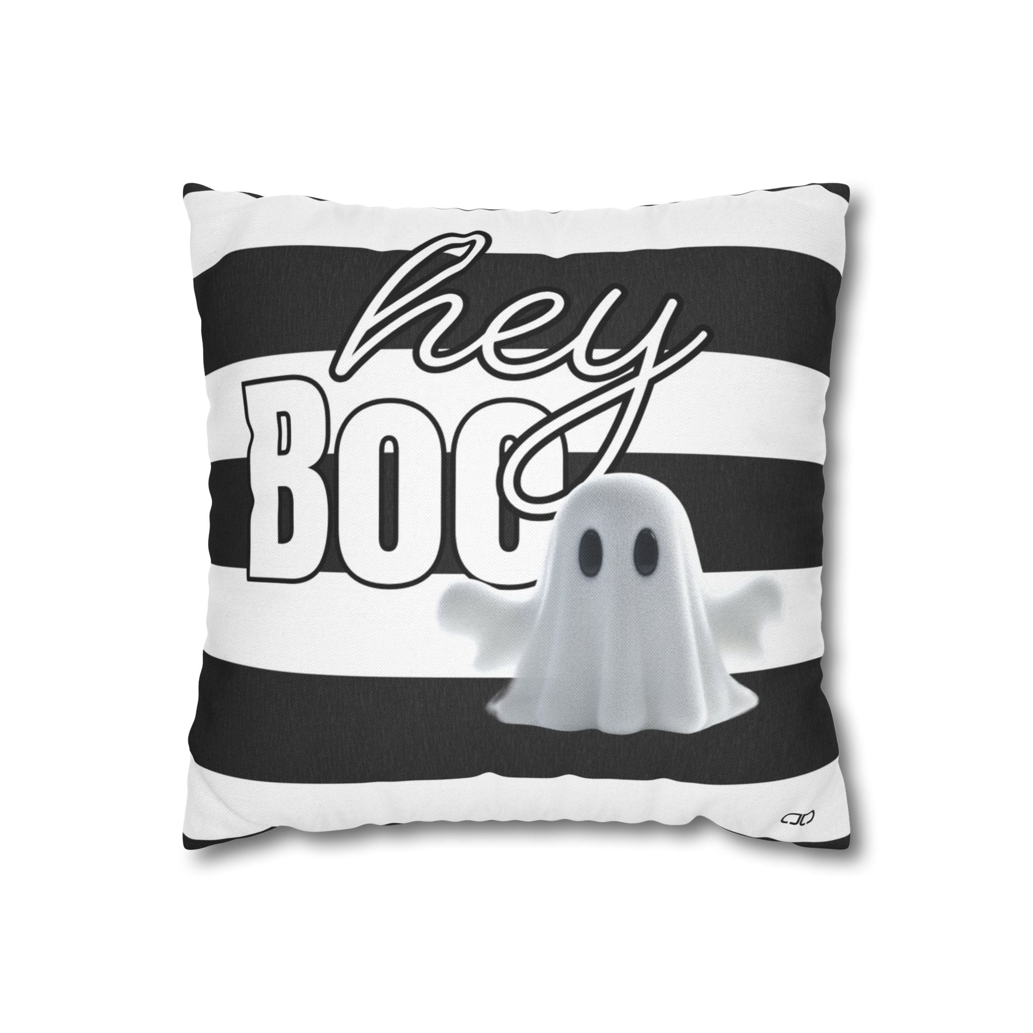 Hey Boo Halloween Ghost Pillowcase, Spooky Decor, Fall Home Accent, Cozy Halloween Gift, Hey Boo Cushion Cover