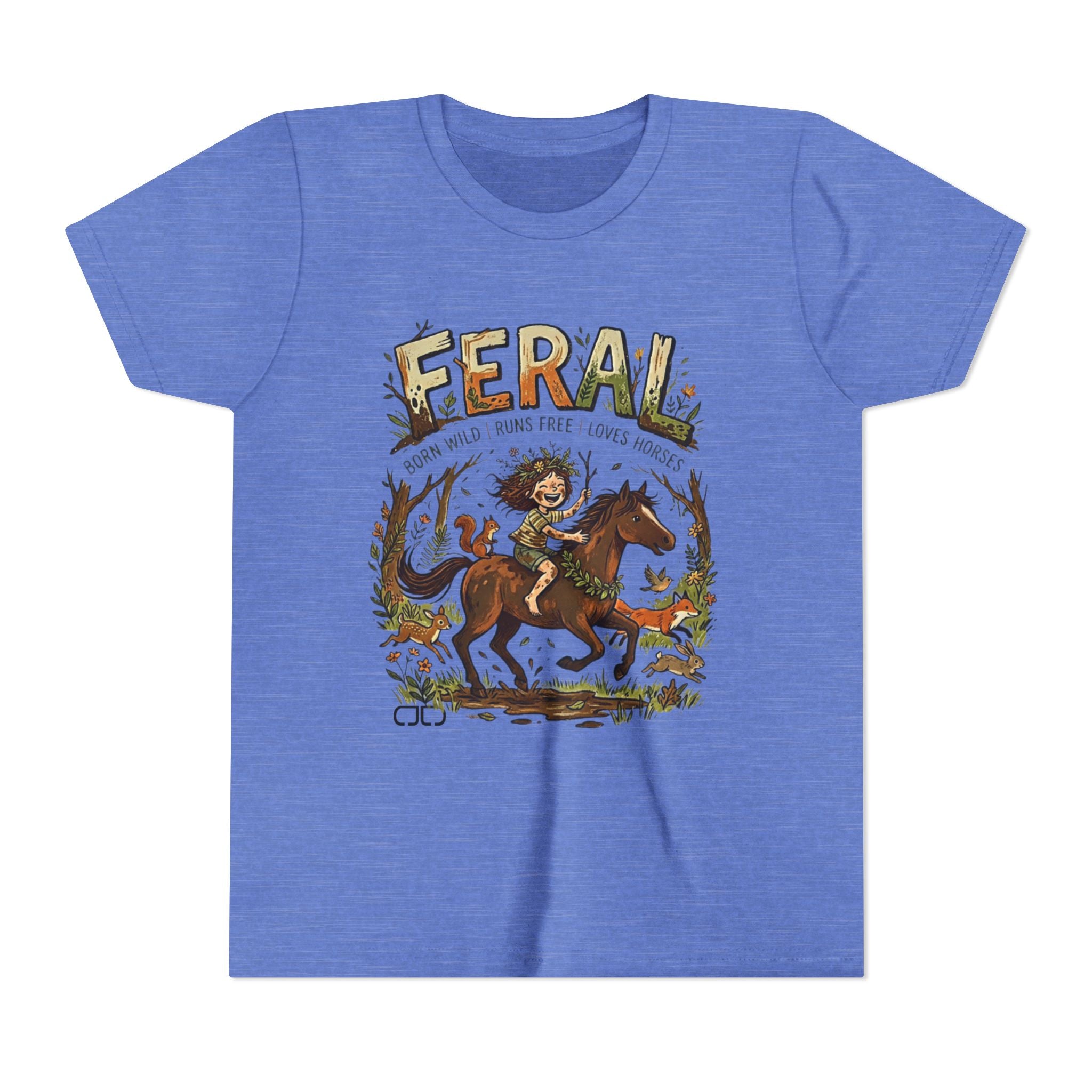 "FERAL" Horse Rider Graphic Kids T‑Shirt