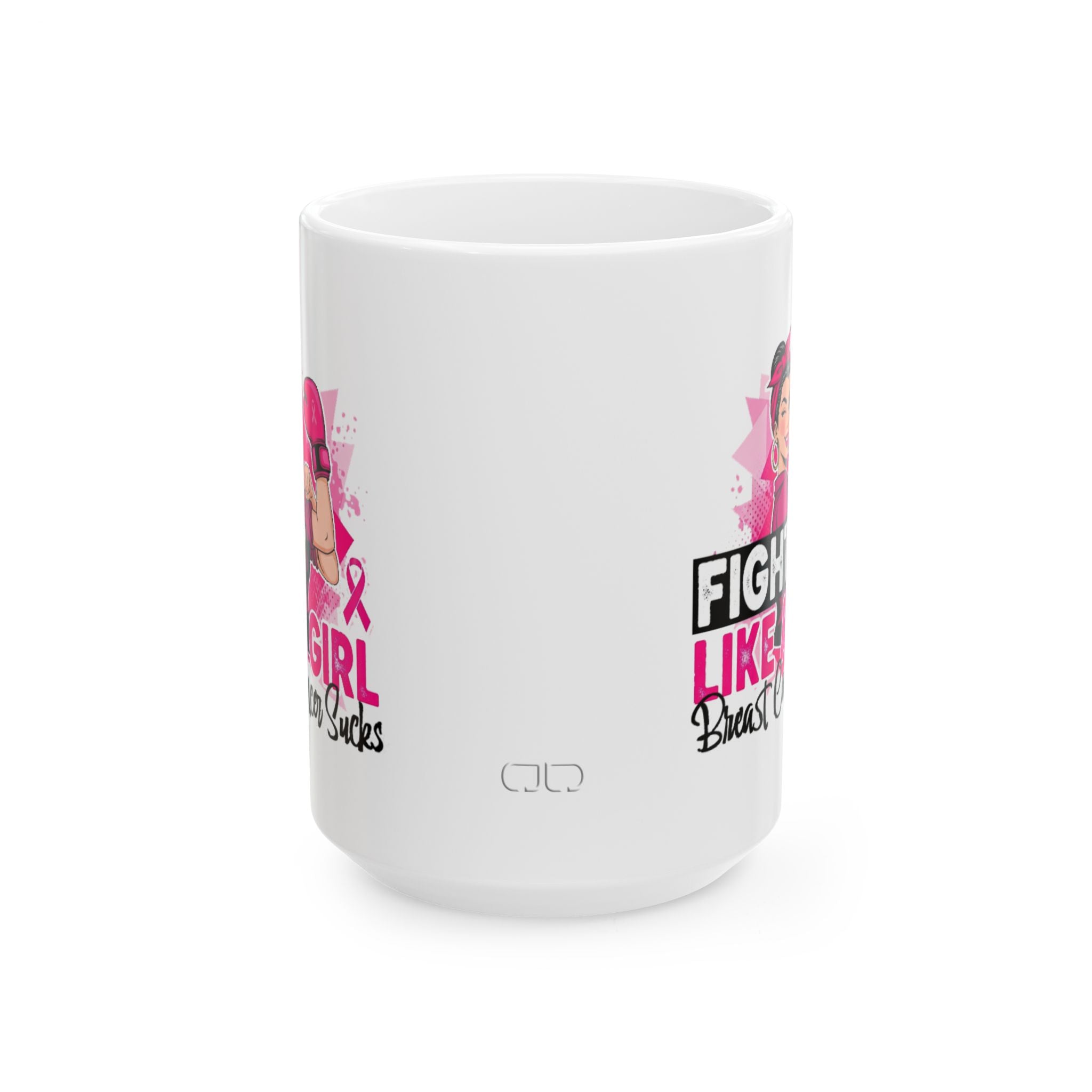 Empowerment Ceramic Mug, Inspirational Gift for Her, Breast Cancer Awareness, Motivational Quote Coffee Cup, Celebrate Strength and Courage