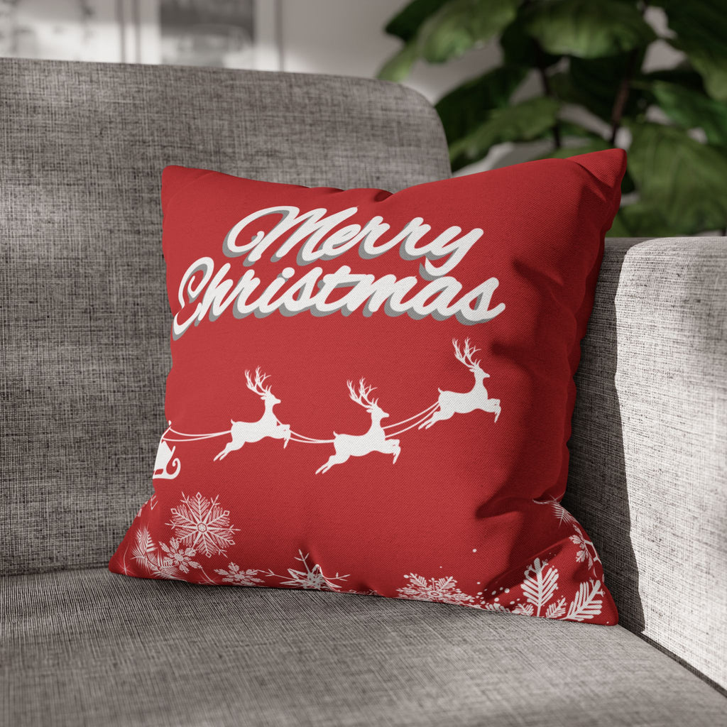 Merry Christmas Red Santa Sleigh Decorative Pillowcase