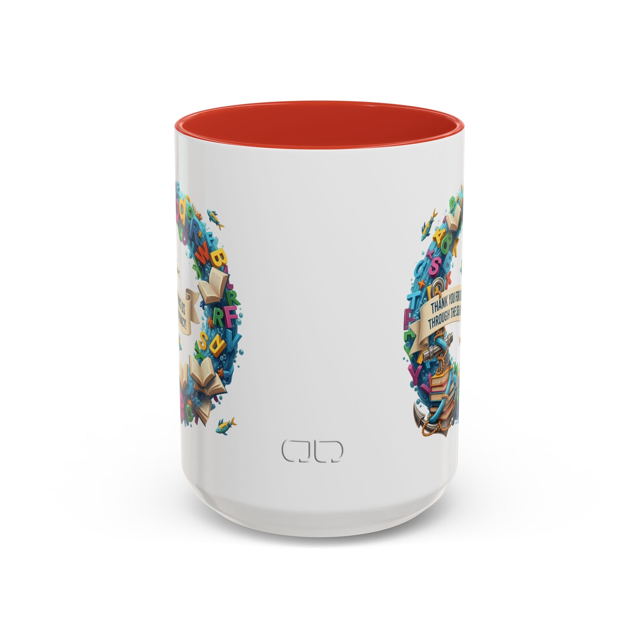 Sea of Literacy Colorful Book Lover's Accent Coffee Mug | Perfect for Home, Office, or Gift | Reading, Study, Library Decor, Teacher Appreciation