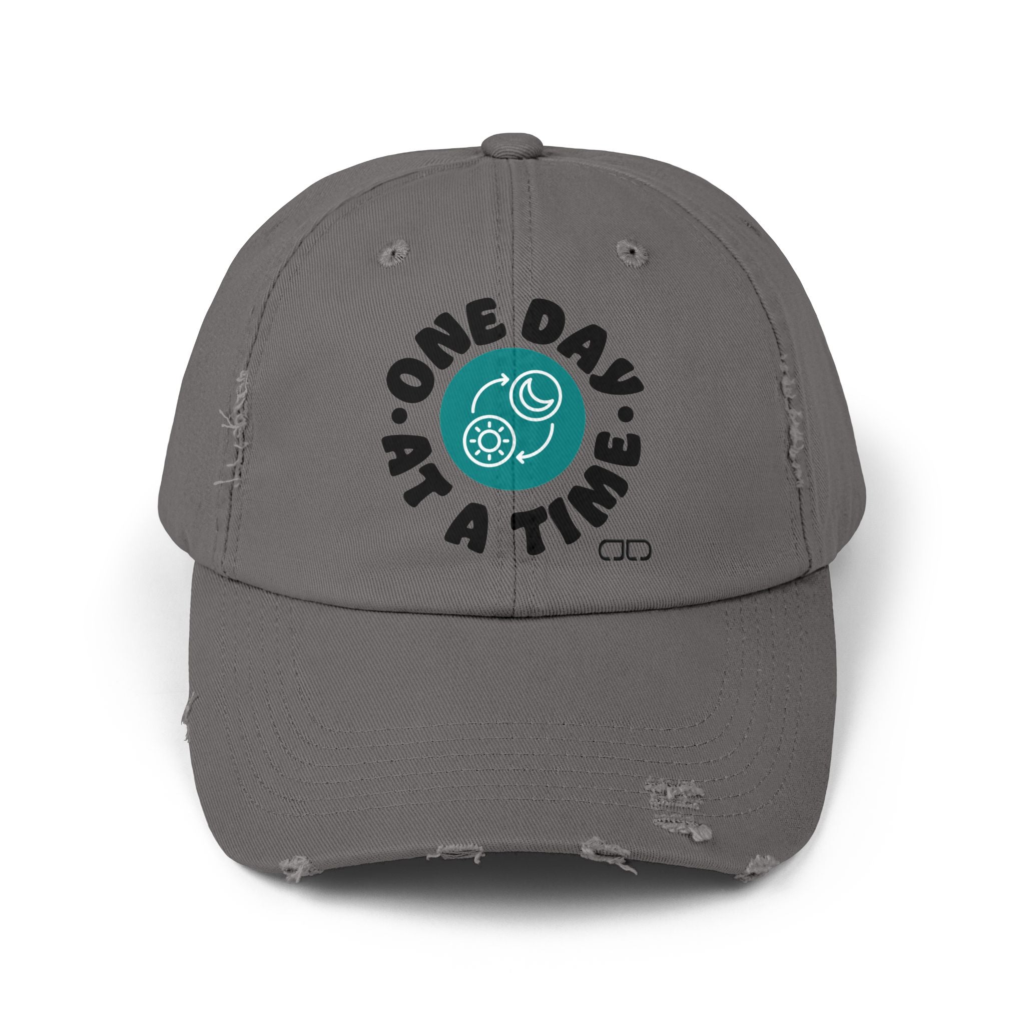 One Day at a Time Distressed Cap | Casual Style, Relaxed Fit, Gift for Him/Her, Summer Accessory, Motivational Wear