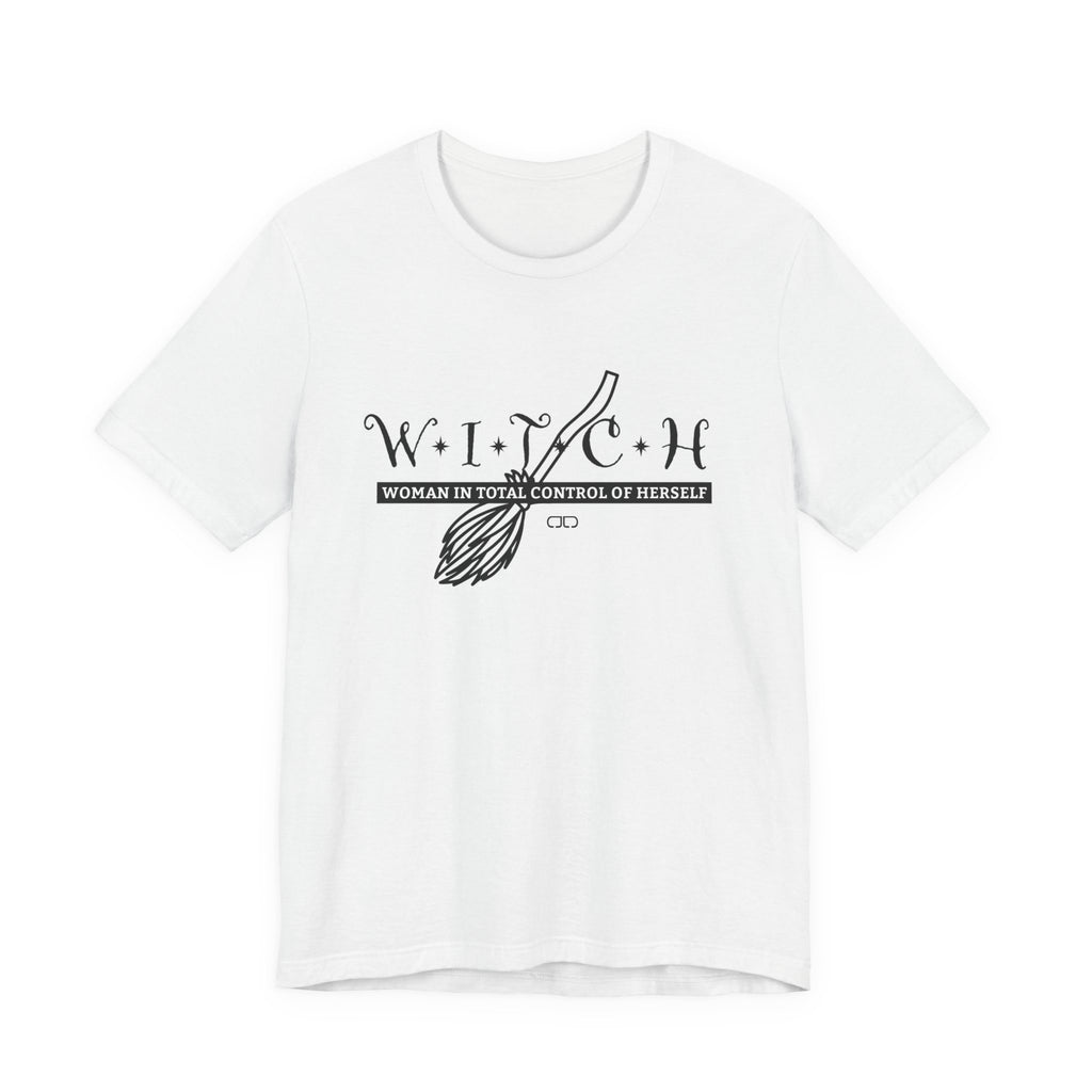 Witch Woman In Control of Herself Tee - Unisex Jersey Short Sleeve Shirt, Perfect for Witches, Gift for Halloween, Spiritual Wear, Self-Empowerment Apparel
