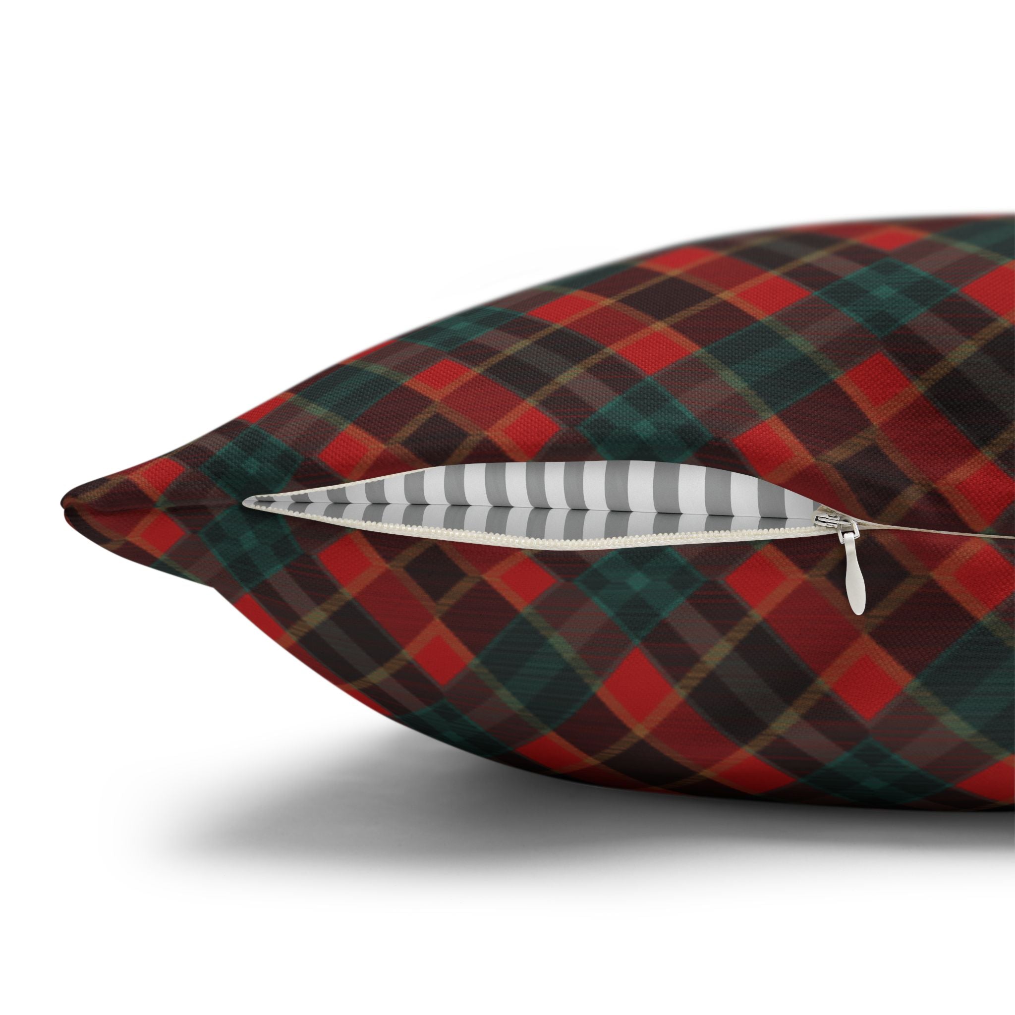 Merry Christmas Plaid Pillowcase - Red & Green Holiday Throw Pillow Cover