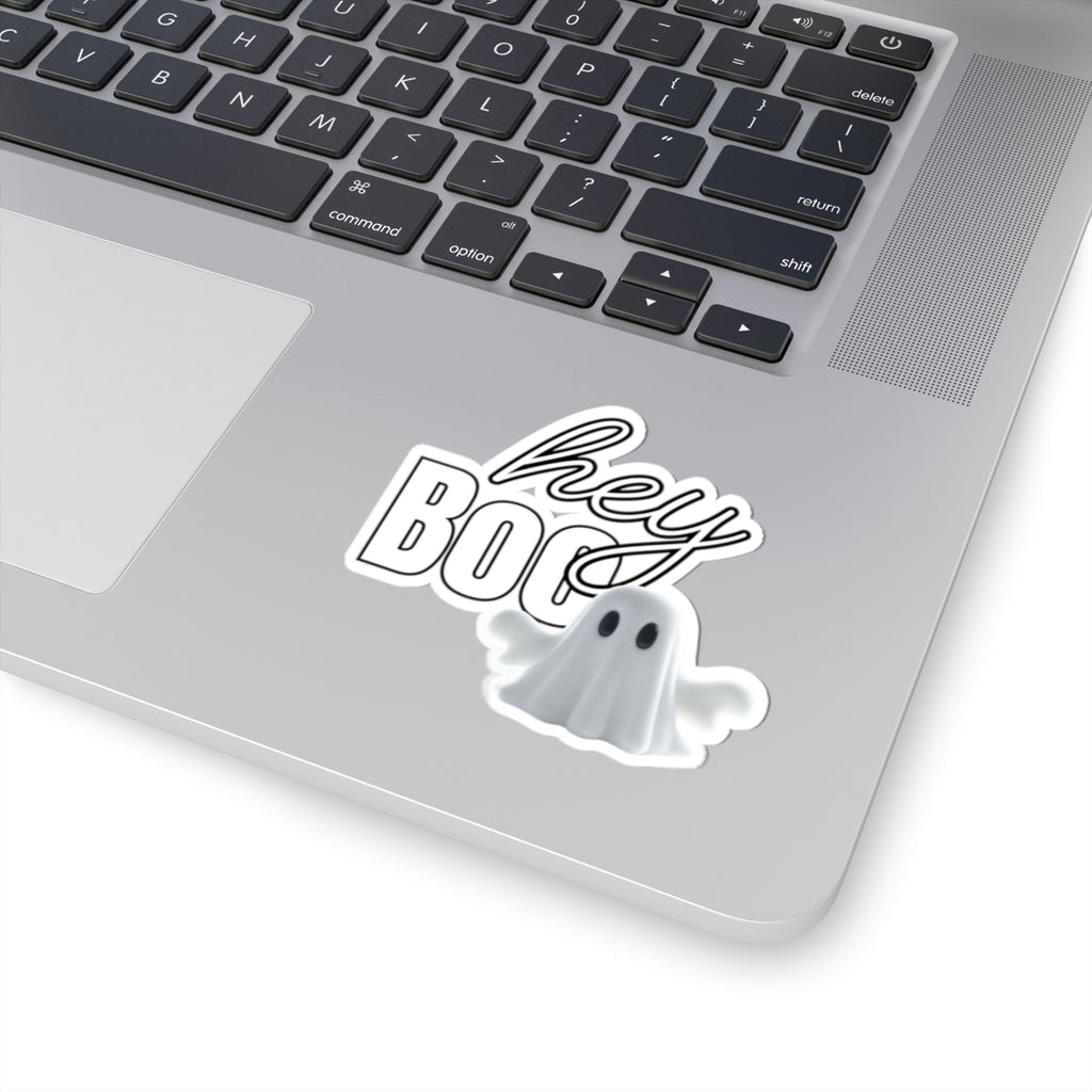 Hey Boo Ghost Kiss-Cut Stickers | Halloween Decor, Party Favors, Laptop Stickers, Fun Gifts, Spooky Accessories