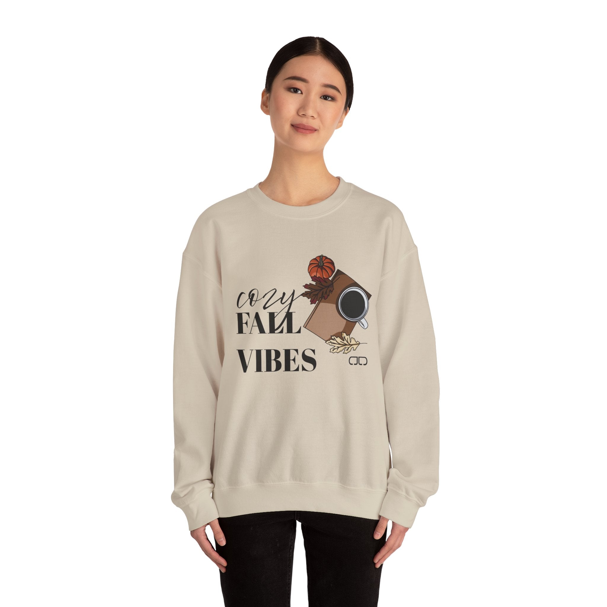 Cozy Fall Vibes Sweatshirt — Autumn Coffee & Leaves Crewneck