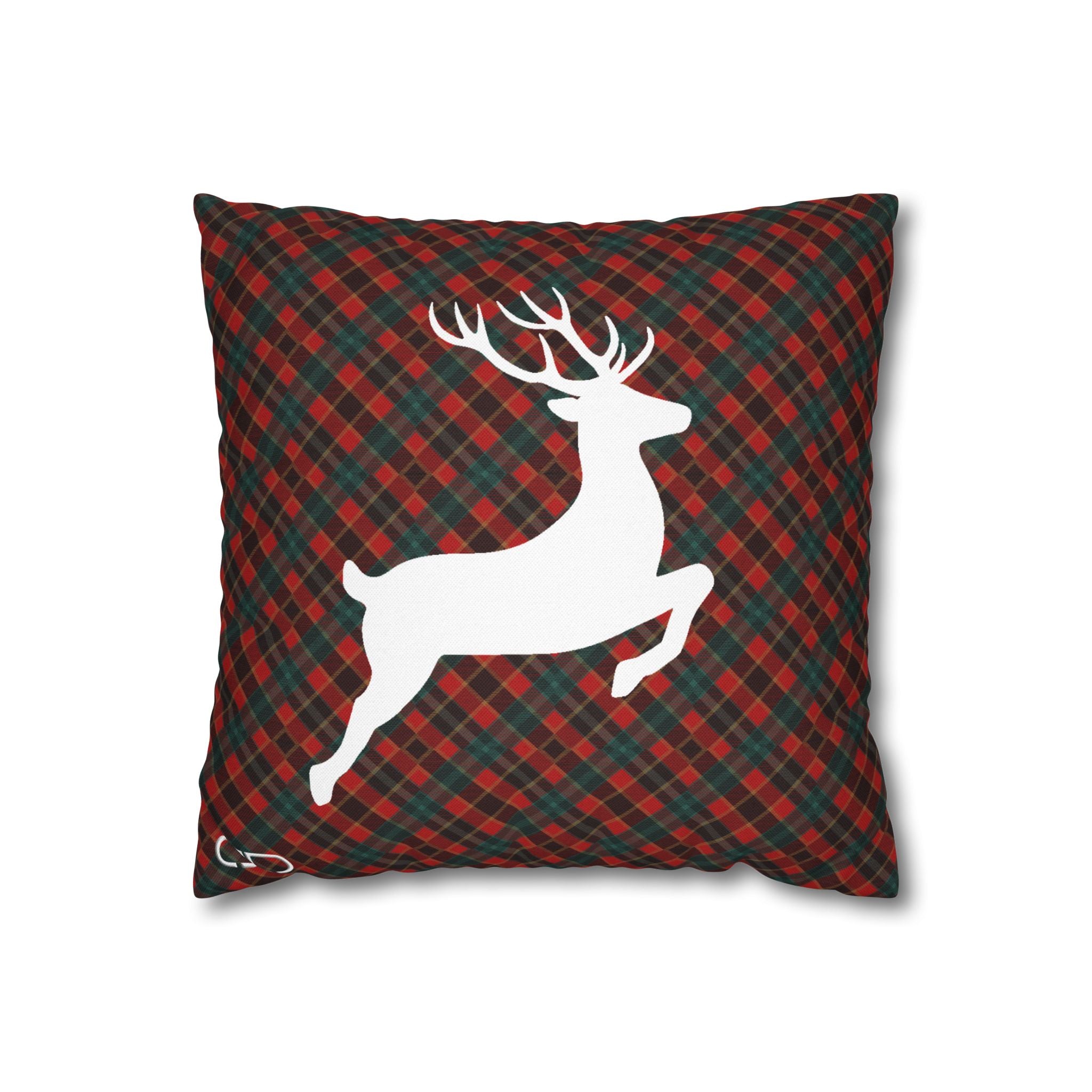 Christmas Reindeer Plaid Pillowcase