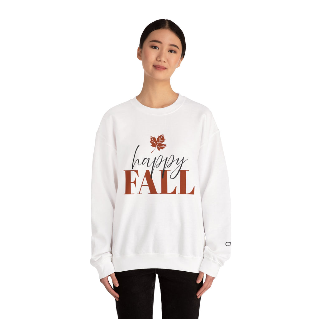 Happy Fall Sweatshirt — Cozy Autumn Crewneck with Leaf Graphic