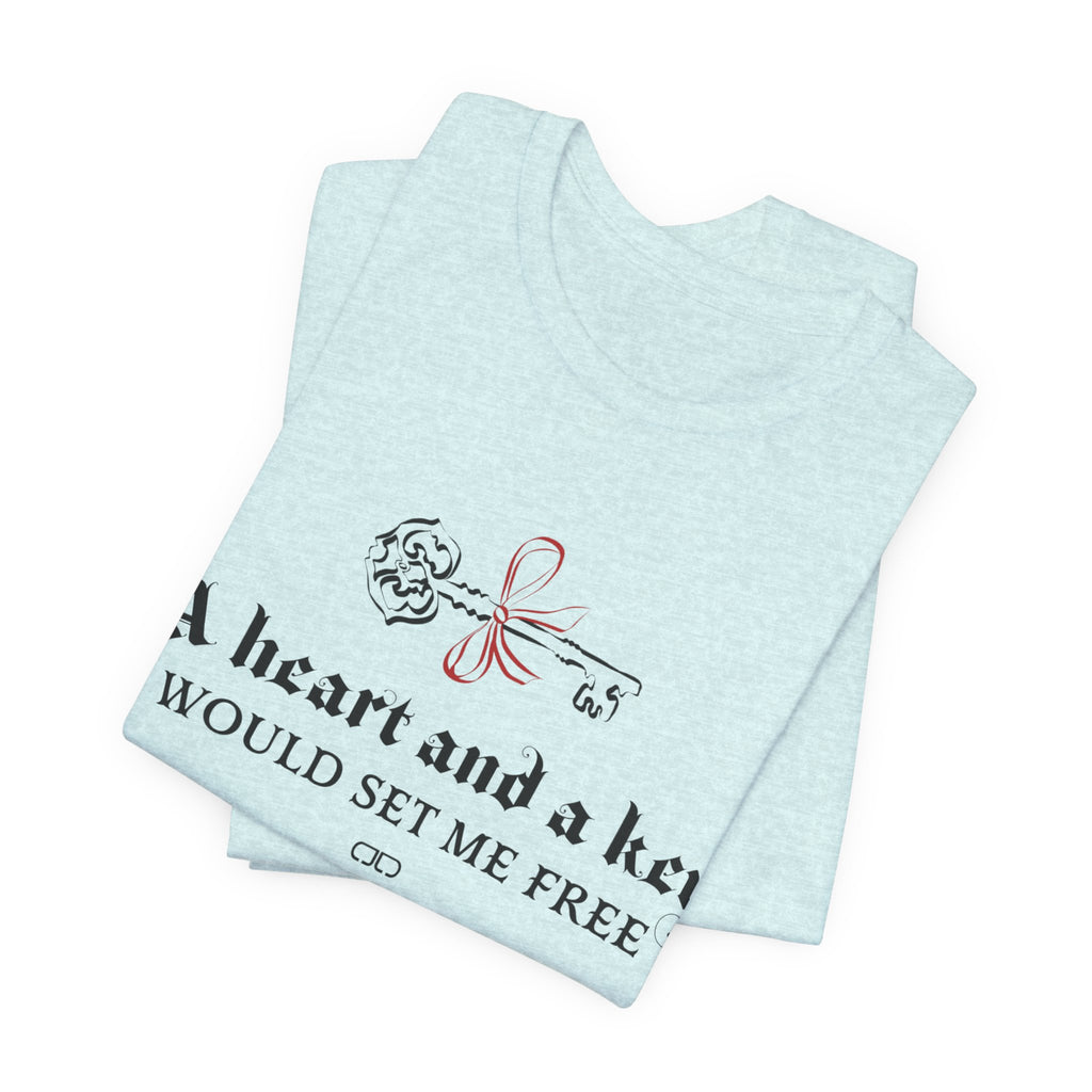 Heart and a Key Tee — "A heart and a key would set me free" Romantic Graphic T-Shirt
