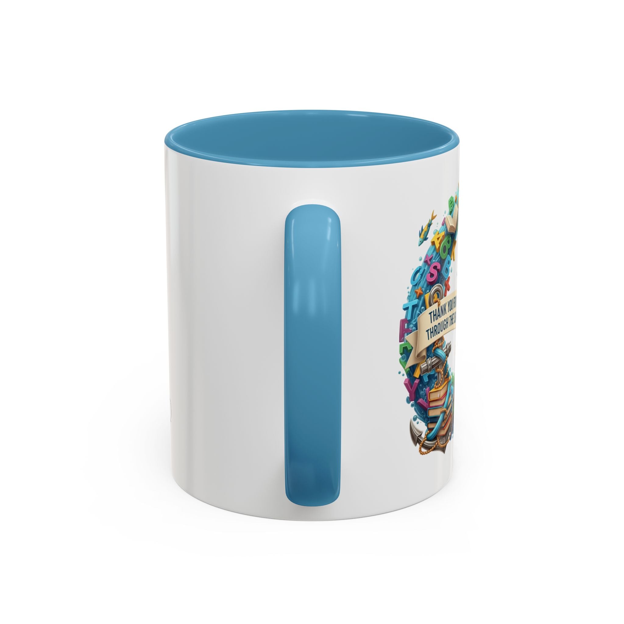Sea of Literacy Colorful Book Lover's Accent Coffee Mug | Perfect for Home, Office, or Gift | Reading, Study, Library Decor, Teacher Appreciation