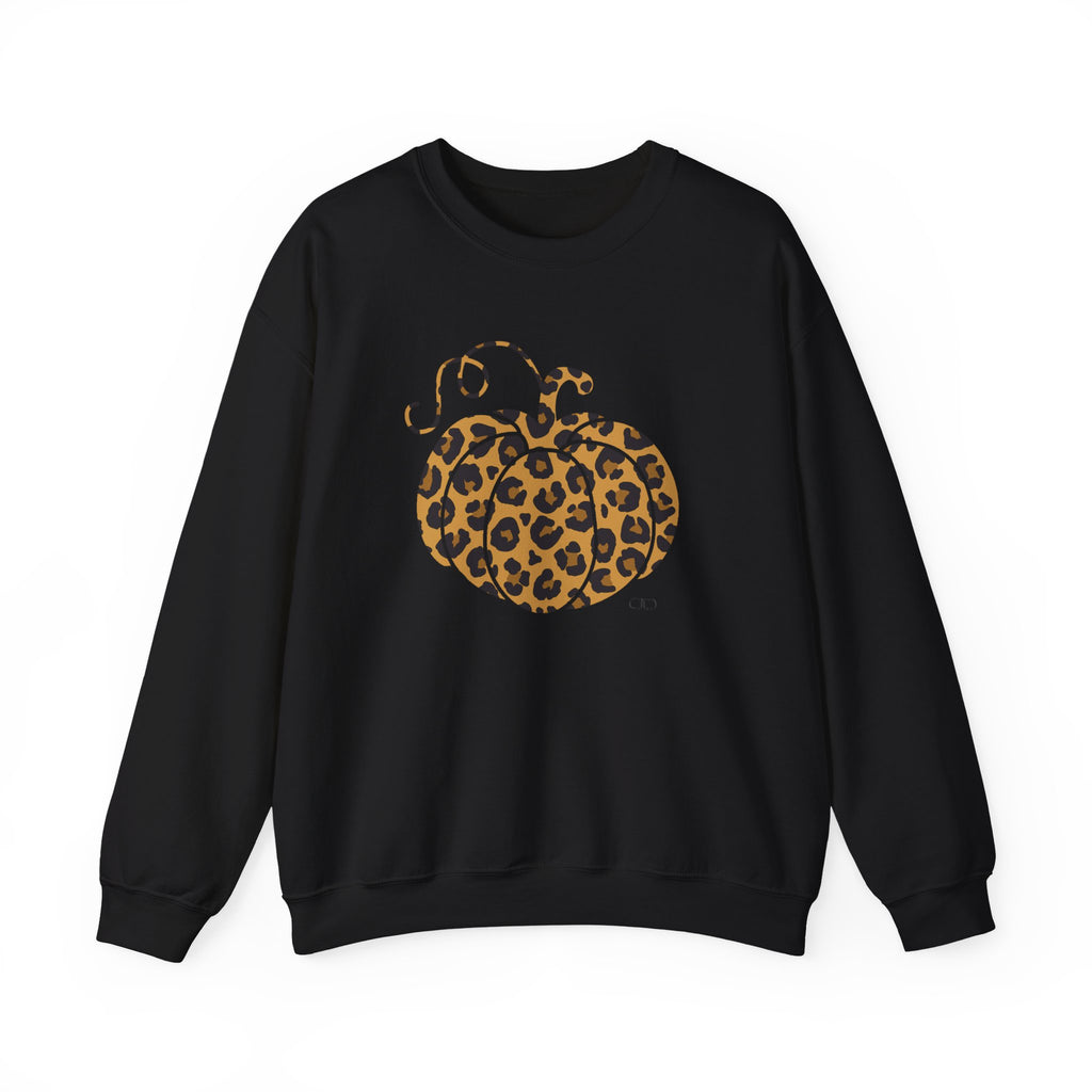 Animal Print Pumpkin Sweatshirt, Cozy Fall Crewneck, Halloween Apparel, Unisex Sweatshirt, Trendy Autumn Fashion, Gift for Her