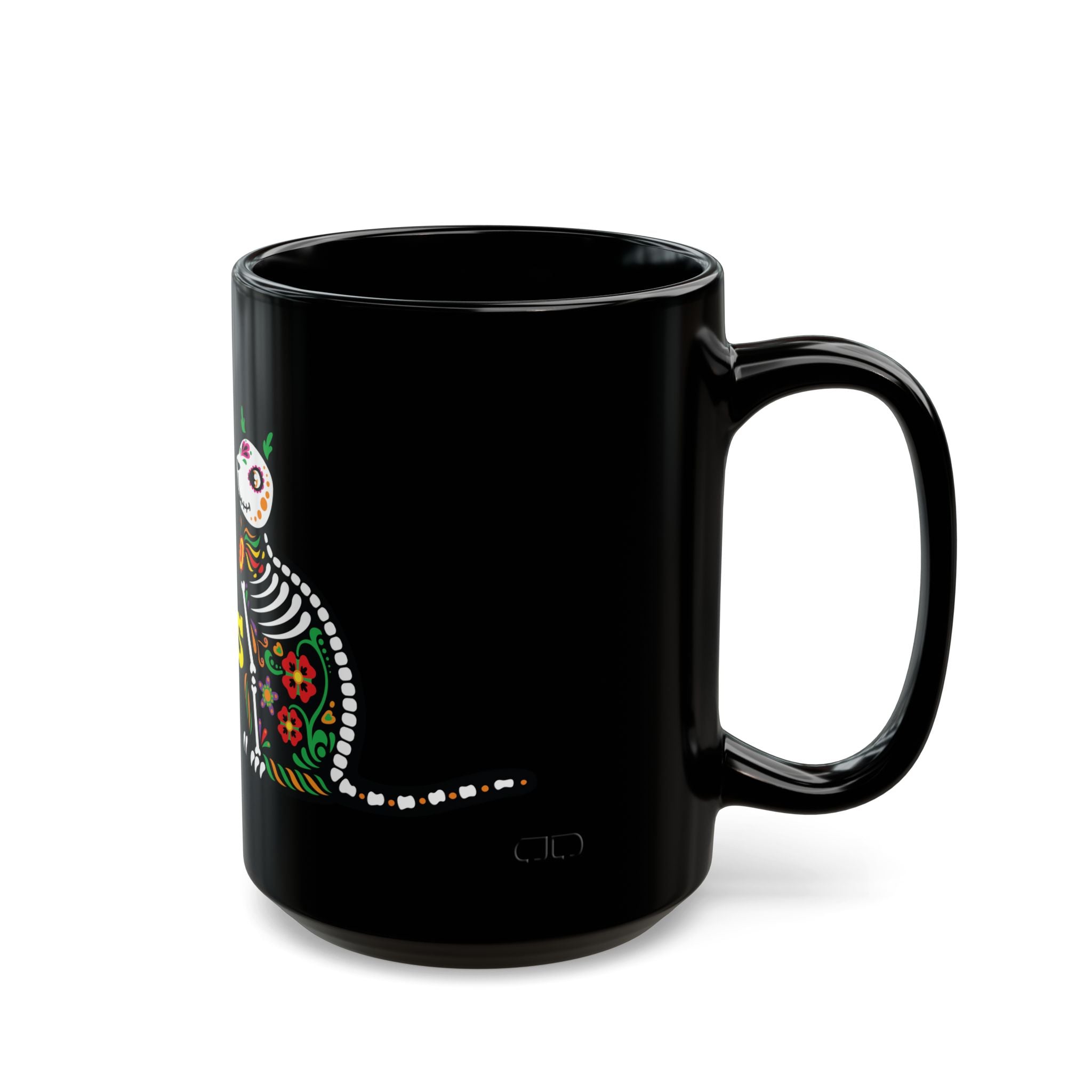 Dia de los Muertos Black Mug | Sugar Skull Coffee Cup, Halloween Mug, Day of the Dead Gift, Halloween Decor, Unique Kitchen Accessory