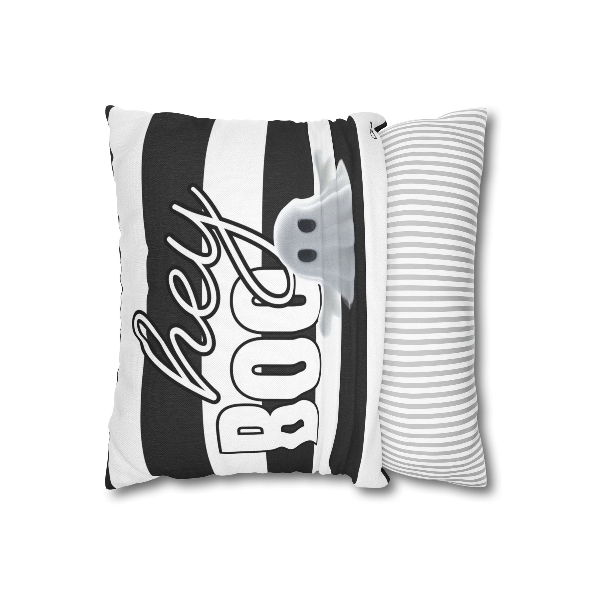 Hey Boo Halloween Ghost Pillowcase, Spooky Decor, Fall Home Accent, Cozy Halloween Gift, Hey Boo Cushion Cover