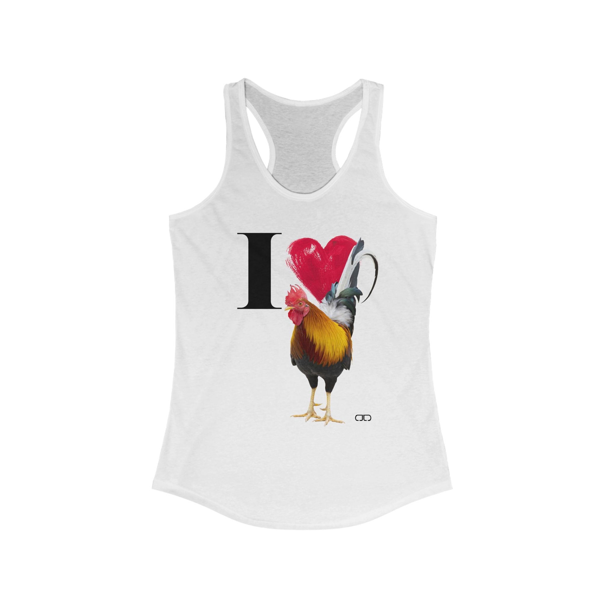 I Love Cockerels, Funny Chicken Humor,  Racerback Tank, Women's Fitness Top, Animal Lover Gift, Summer Workout Apparel, Graphic Tank TOP, Cute Casual Wear