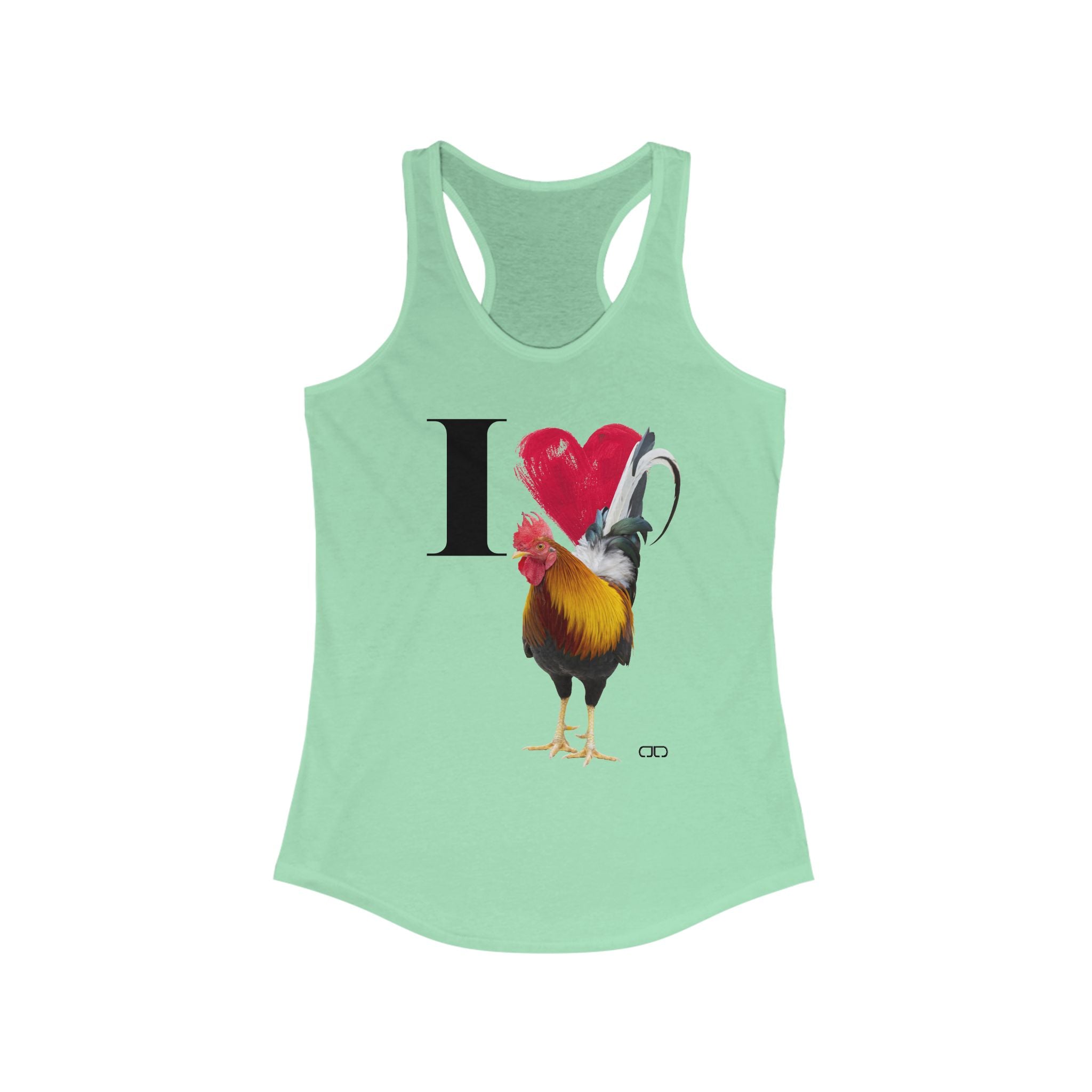 I Love Cockerels, Funny Chicken Humor,  Racerback Tank, Women's Fitness Top, Animal Lover Gift, Summer Workout Apparel, Graphic Tank TOP, Cute Casual Wear