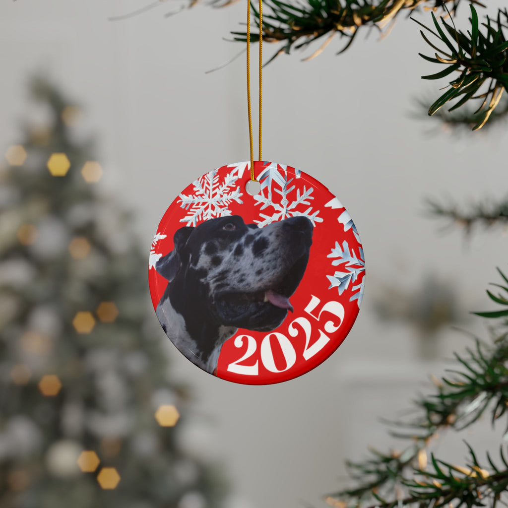 Personalized 2025 Dog Christmas Ceramic Ornaments | , Unique Holiday Gift, Pet Lover Keepsake, Customizable Holiday Ornament