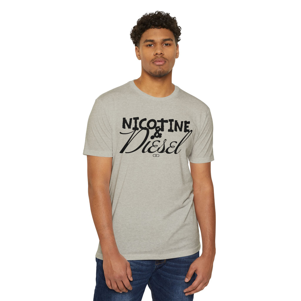 Unisex Nicotine & Diesel T-Shirt | Casual Streetwear, Gift for Smokers, Vintage-Inspired Tee, Relaxed Fit Apparel, Everyday Wear