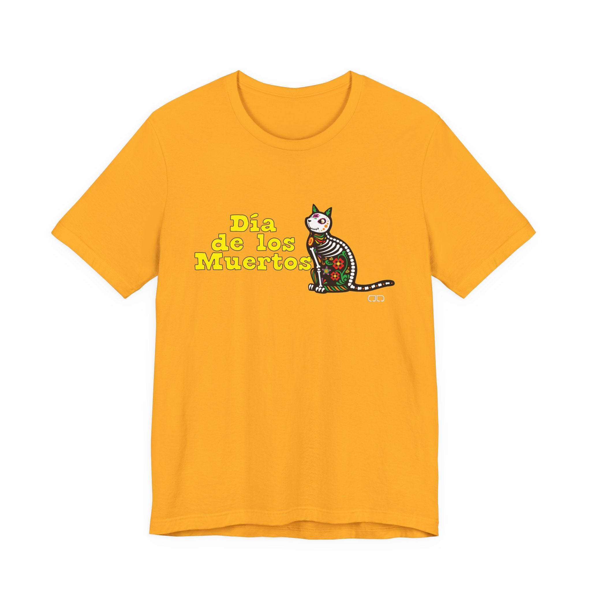 Dia de los Muertos Cat Tee, Unisex Jersey Short Sleeve T-Shirt for Celebrations, Halloween, Day of the Dead, Festive Vibe, Cat Lovers