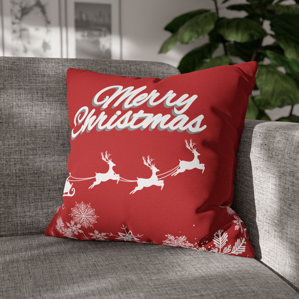 Merry Christmas Red Santa Sleigh Decorative Pillowcase
