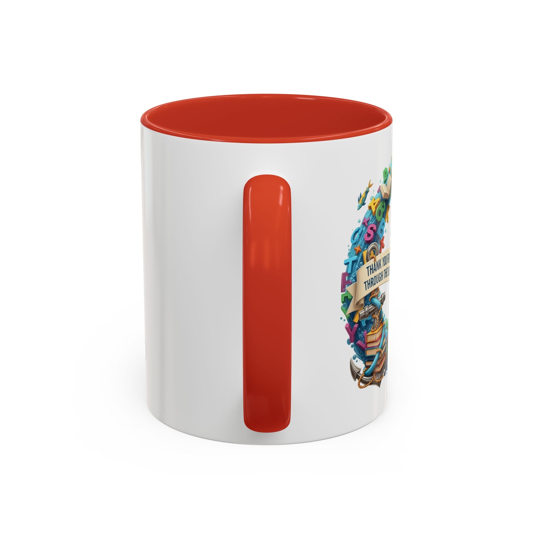 Sea of Literacy Colorful Book Lover's Accent Coffee Mug | Perfect for Home, Office, or Gift | Reading, Study, Library Decor, Teacher Appreciation