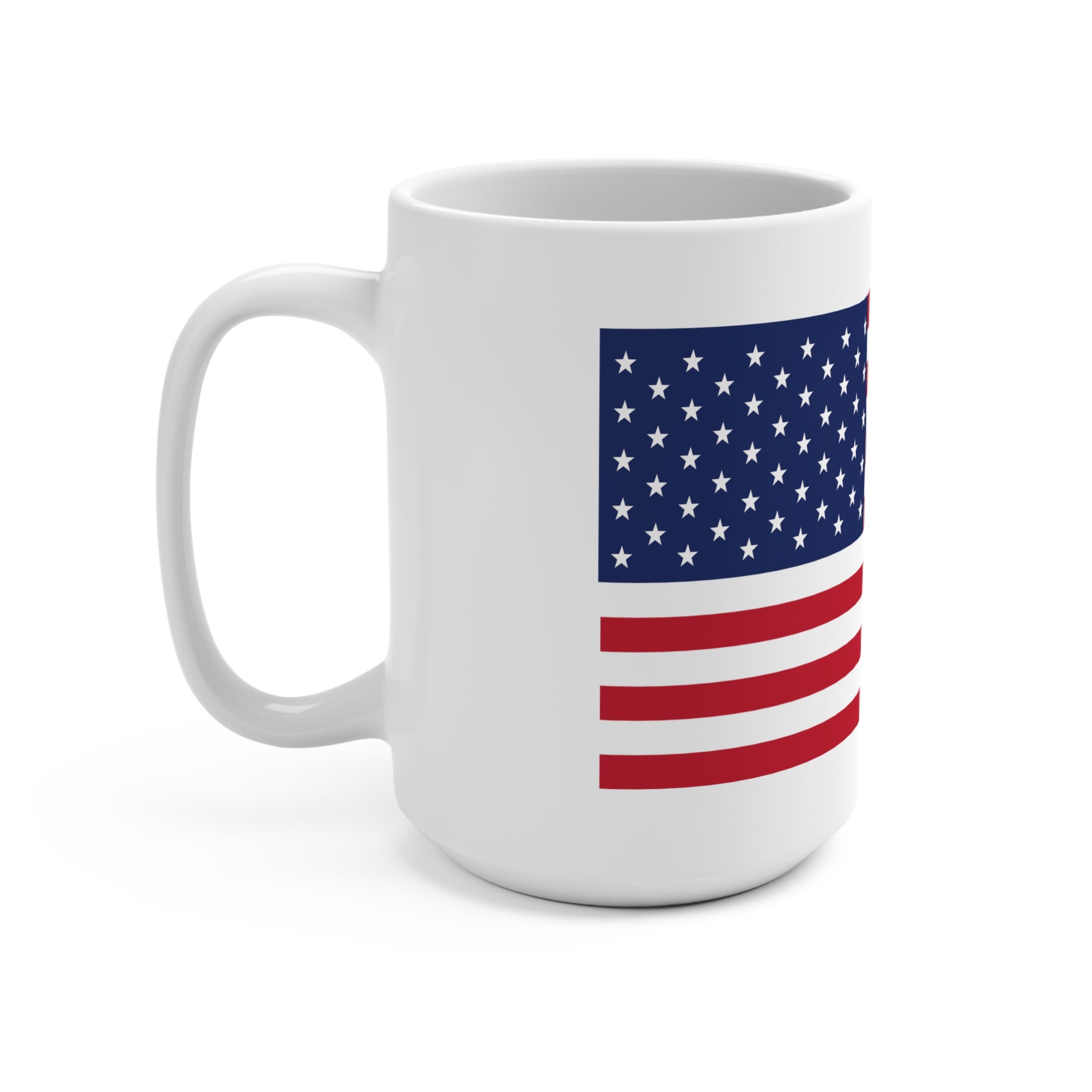 Patriotic American Flag Mug | 15oz Ceramic Coffee Cup | Perfect for Independence Day, Veterans Day, Gifts for Grads, USA Lover