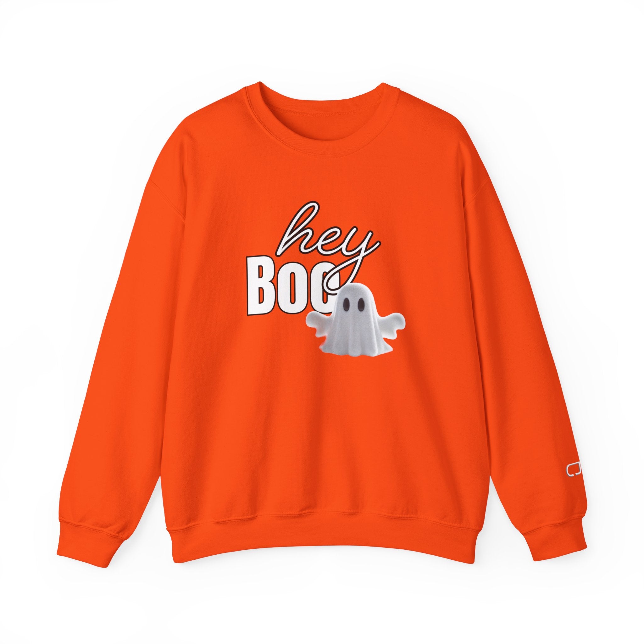 Hey Boo Ghost Unisex Heavy Blend™ Crewneck Sweatshirt, Halloween Sweatshirt, Spooky Apparel, Fall Fashion, Cozy Casual Wear
