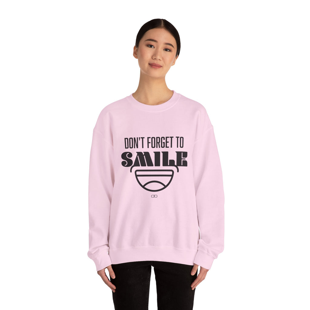 Don't Forget To Smile Sweatshirt, Cozy Crewneck, Gift for Friends, Positive Vibes Apparel, Motivational Sweatshirt, Everyday Comfort