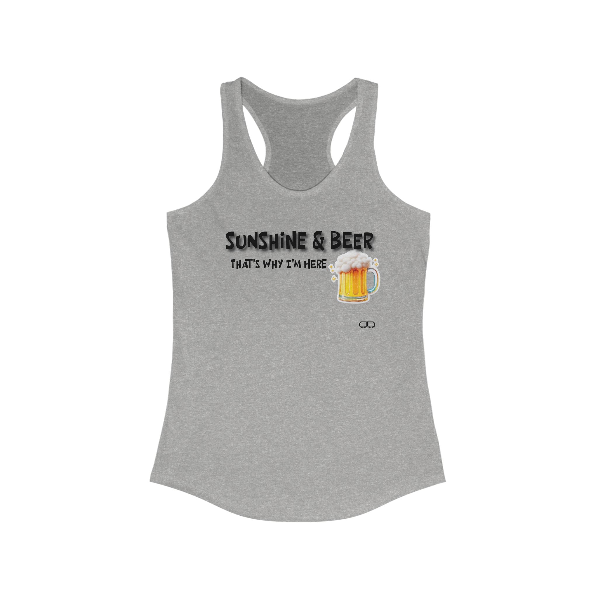 Sunshine & Beer Racerback Tank Top - Summer Vibes, Casual Wear, Beach, BBQ, Outdoor Fun