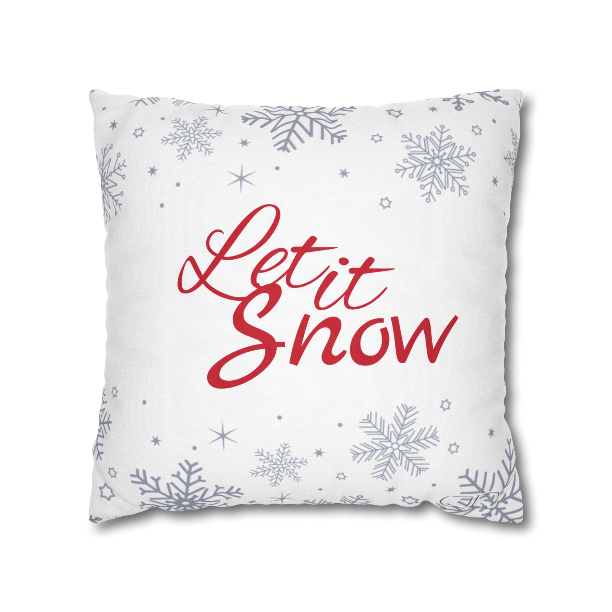 Let It Snow Holiday Pillowcase - Festive Snowflake Decorative Throw Pillow