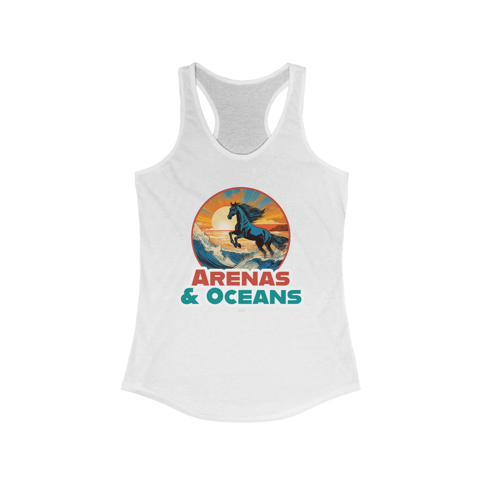 Arenas & Oceans Women's Racerback Tank Top, Summer Workout Shirt, Beachwear, Gifts for Horse Lovers, Inspirational Activewear