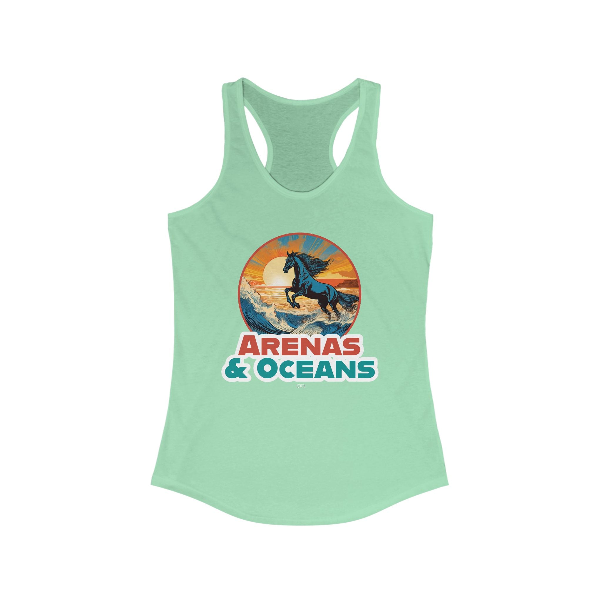 Arenas & Oceans Women's Racerback Tank Top, Summer Workout Shirt, Beachwear, Gifts for Horse Lovers, Inspirational Activewear