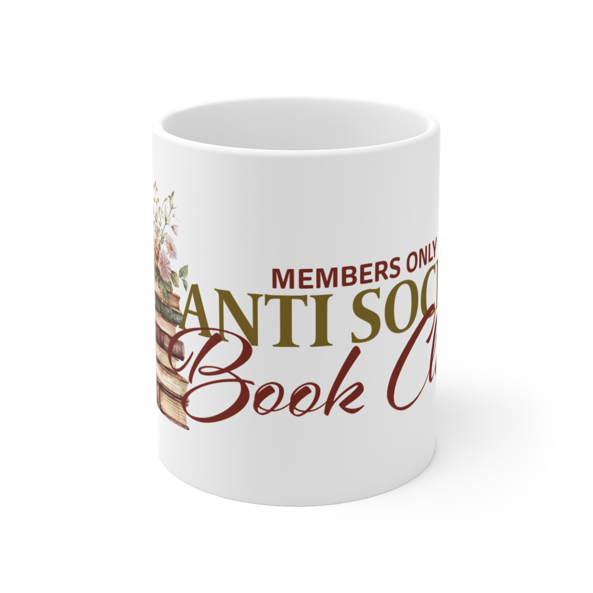 Book Club Mug with Floral Design, Anti-Social Book Club Gift, Coffee Cup for Readers, Literary Decor, Personalized Tea Mug